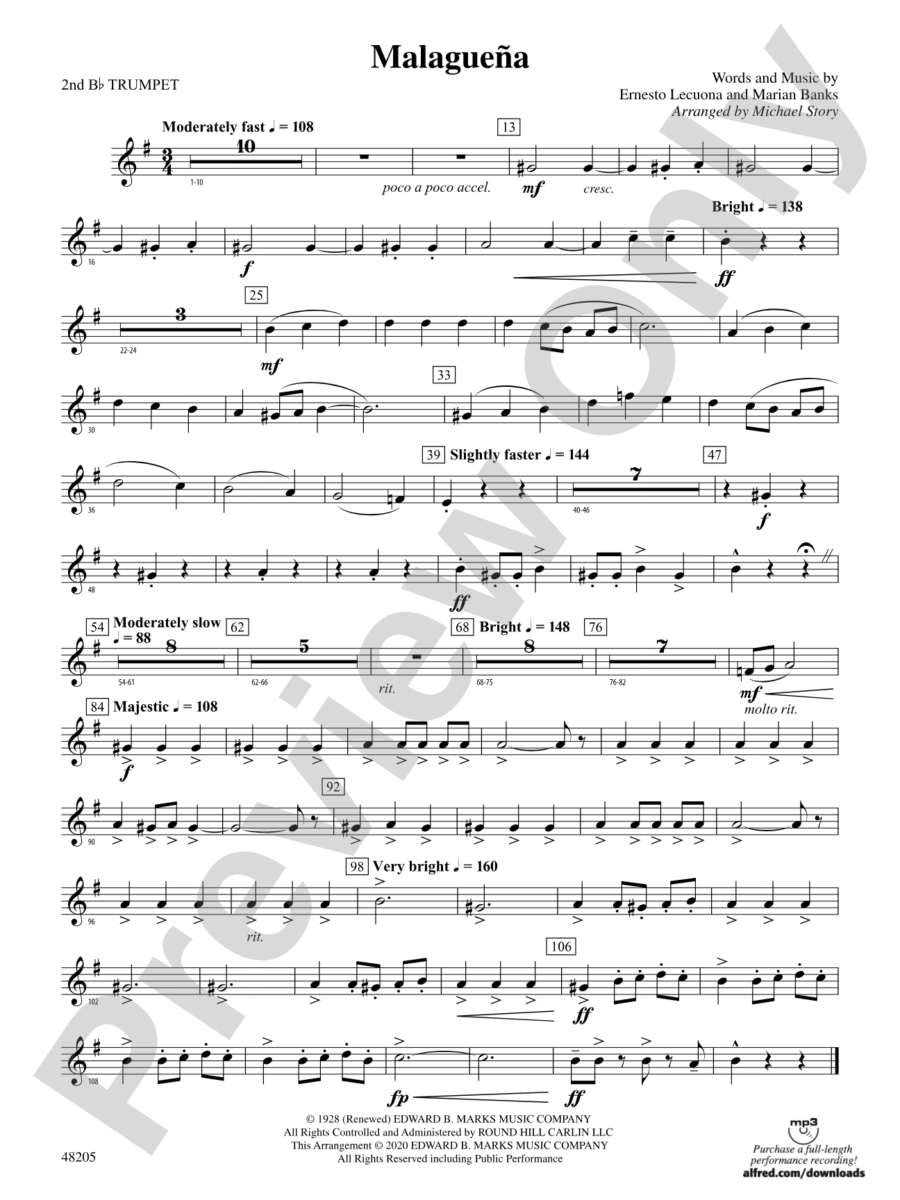 Malagueña: 2nd B-flat Trumpet