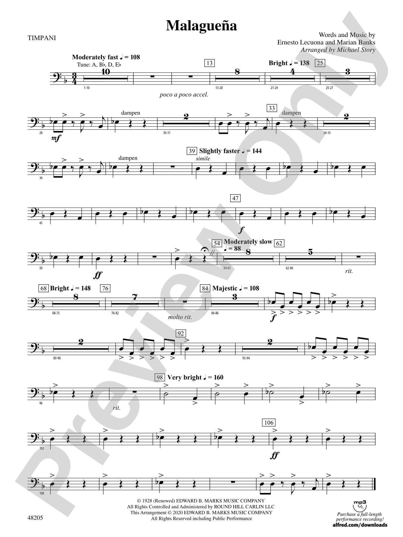Malagueña: Timpani
