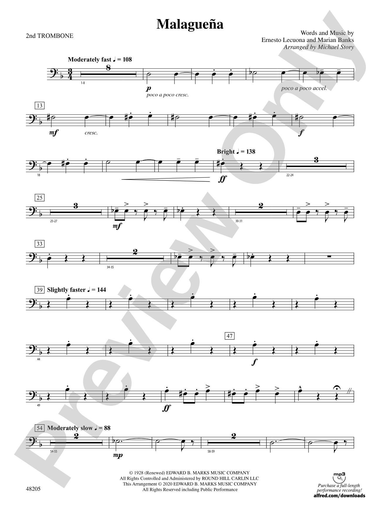 Malagueña: 2nd Trombone