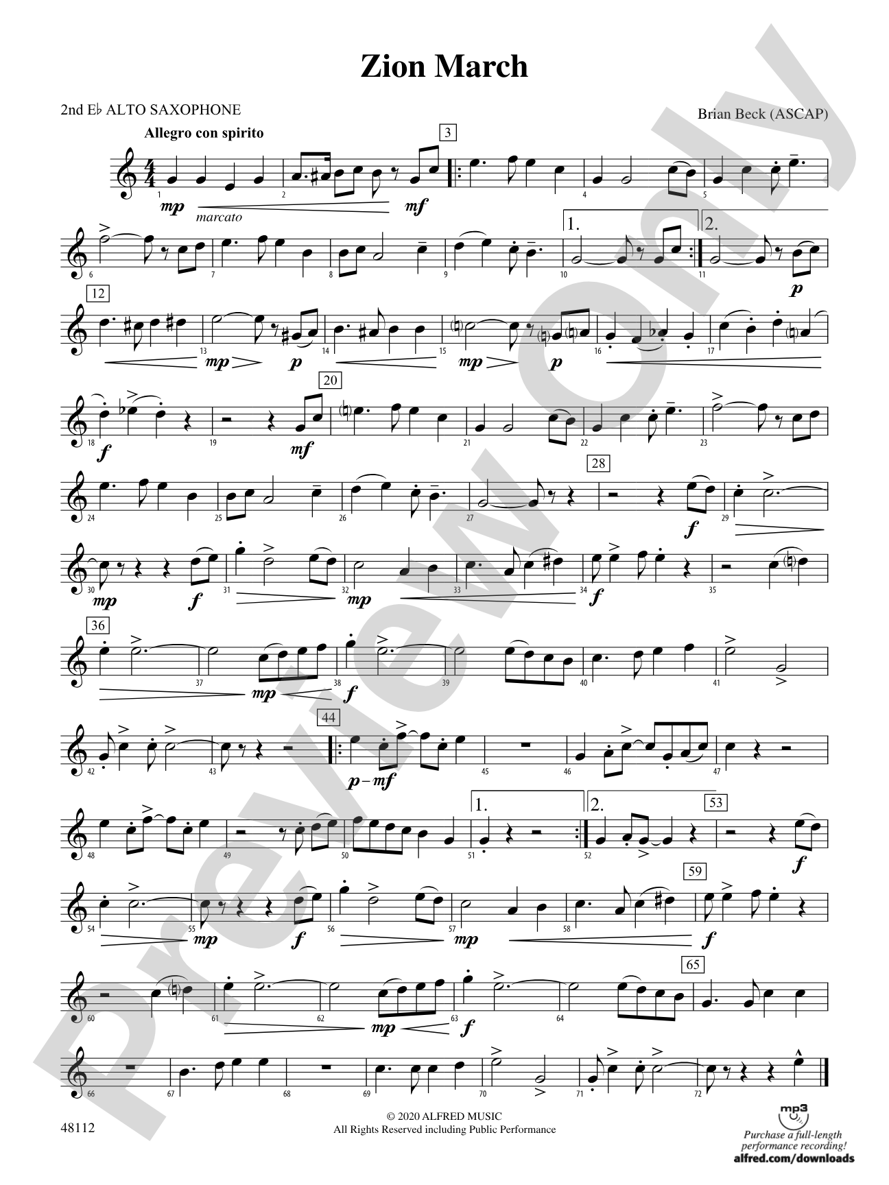 Zion March: 2nd E-flat Alto Saxophone