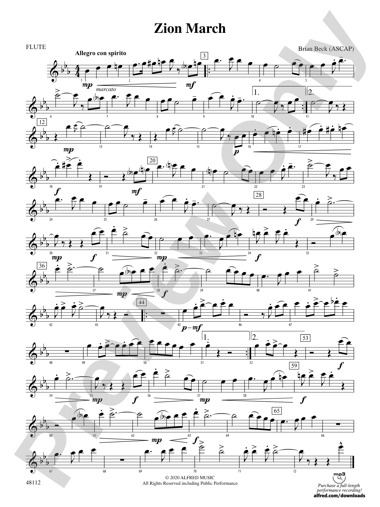 Zion March: Flute