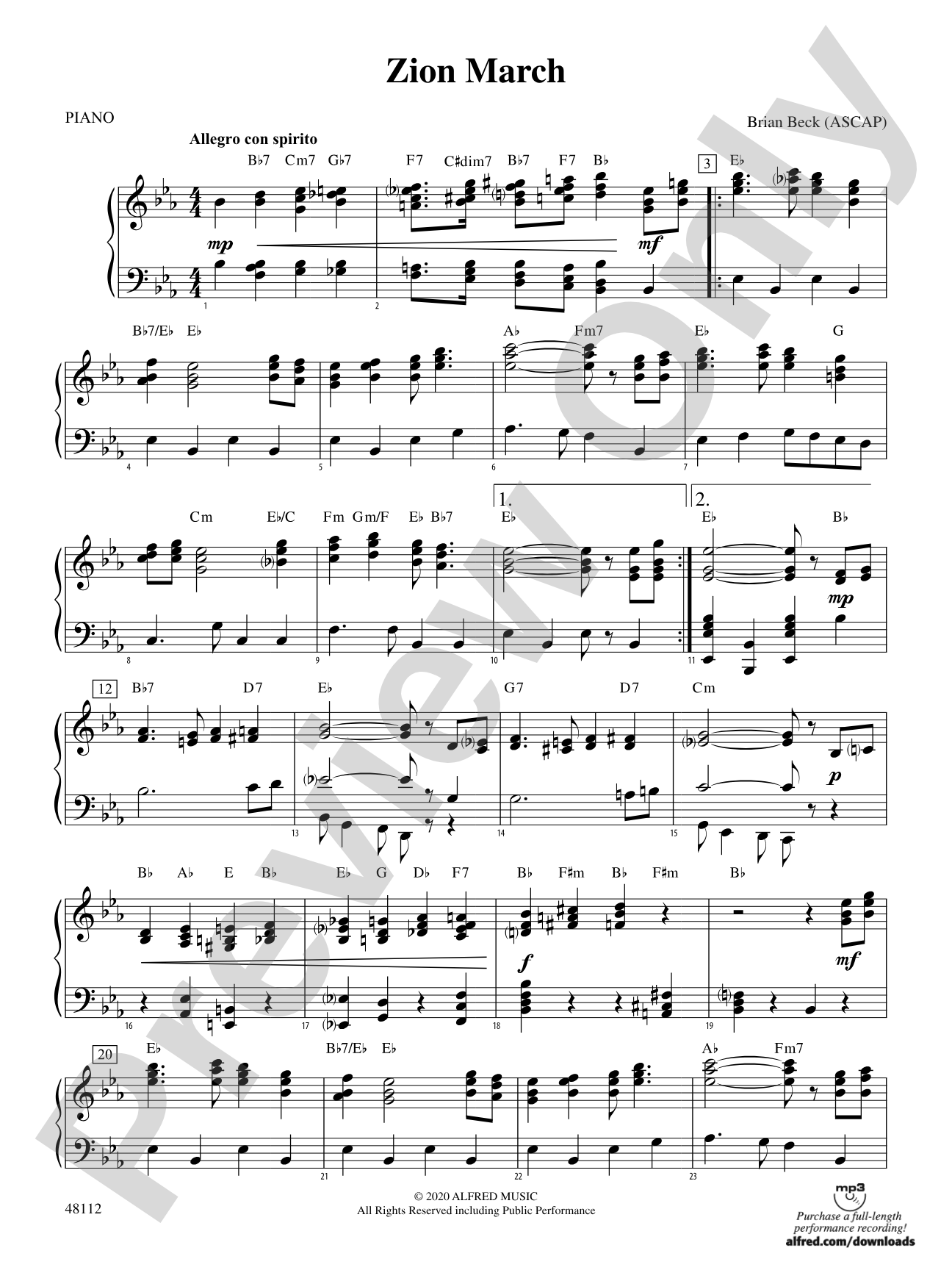 Zion March: Piano Accompaniment