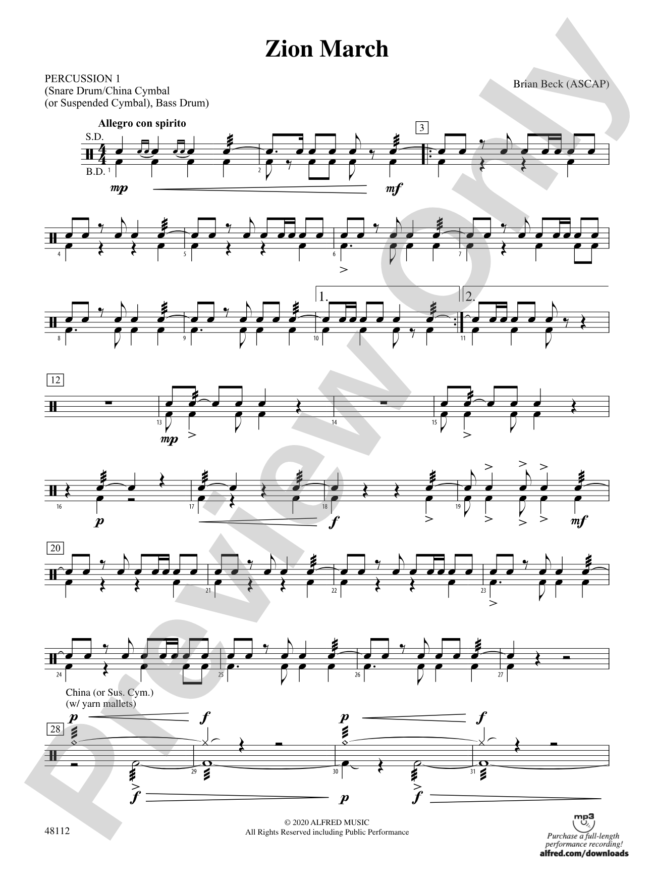 Zion March: 1st Percussion