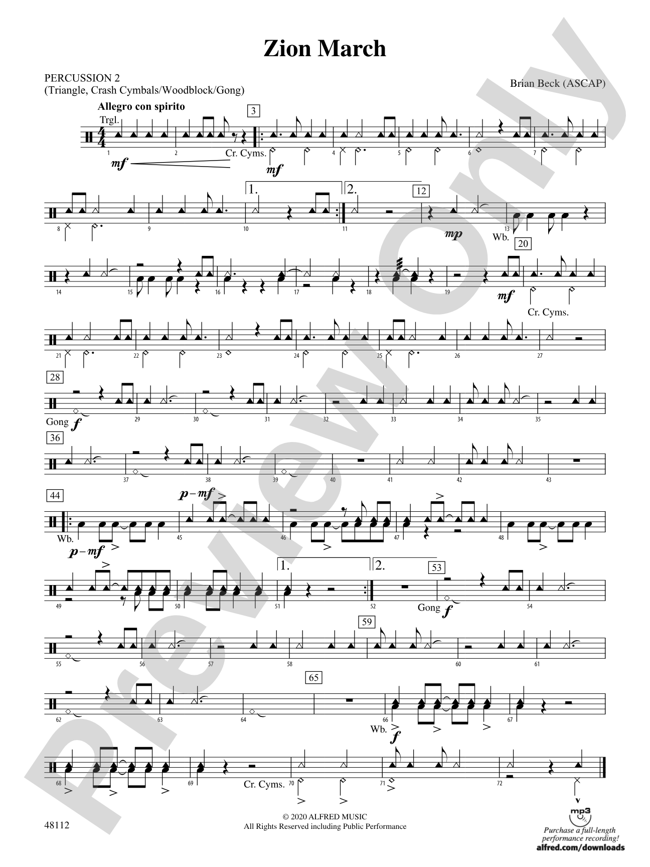 Zion March: 2nd Percussion