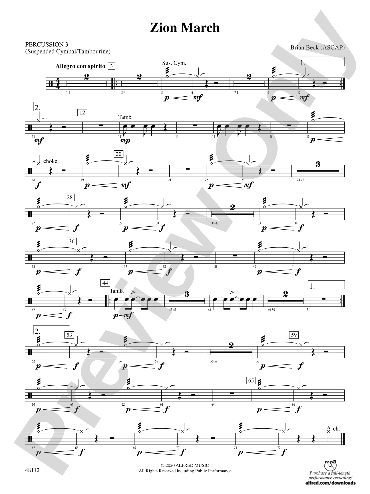 Zion March: 3rd Percussion