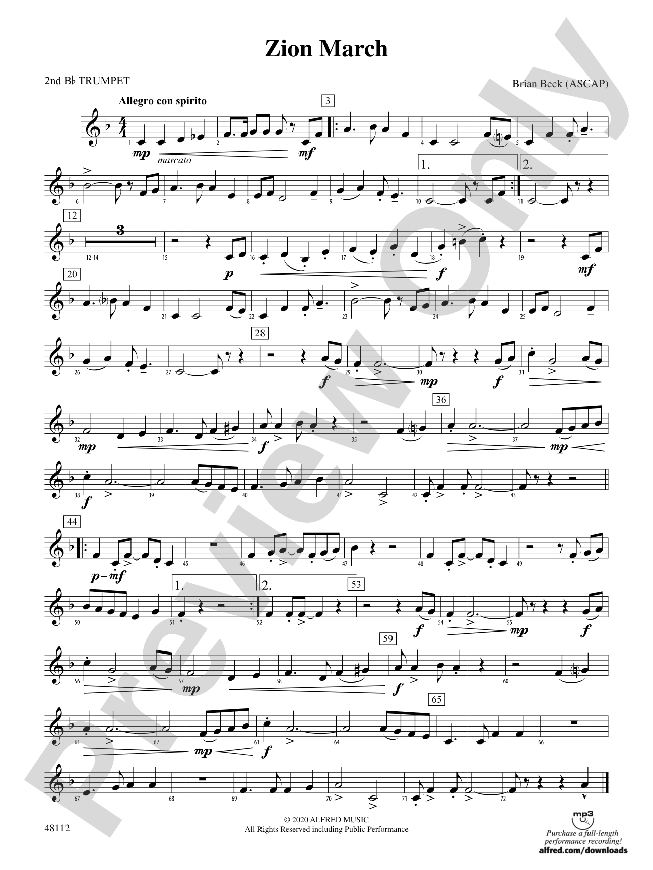 Zion March: 2nd B-flat Trumpet