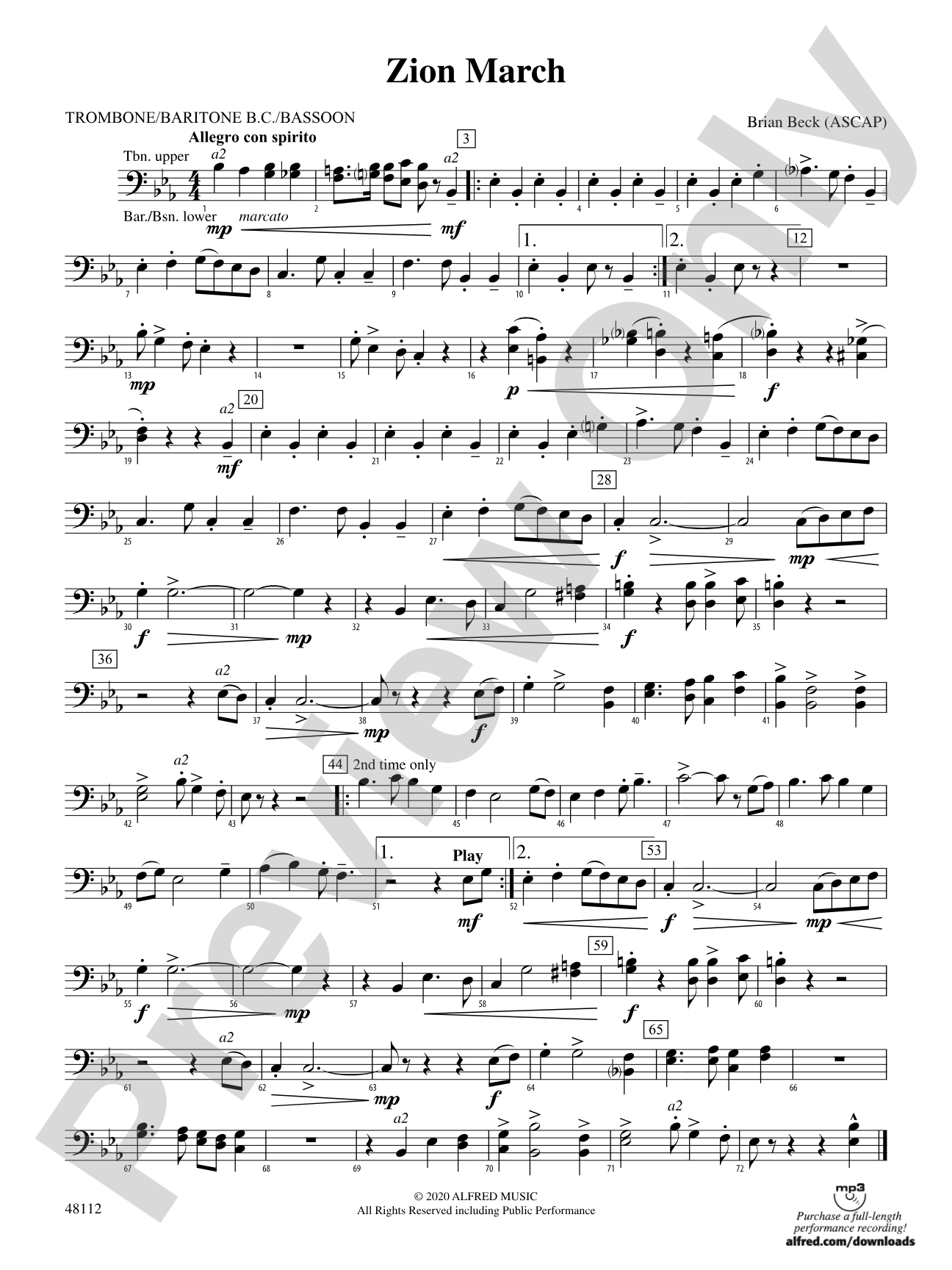 Zion March: 1st Trombone