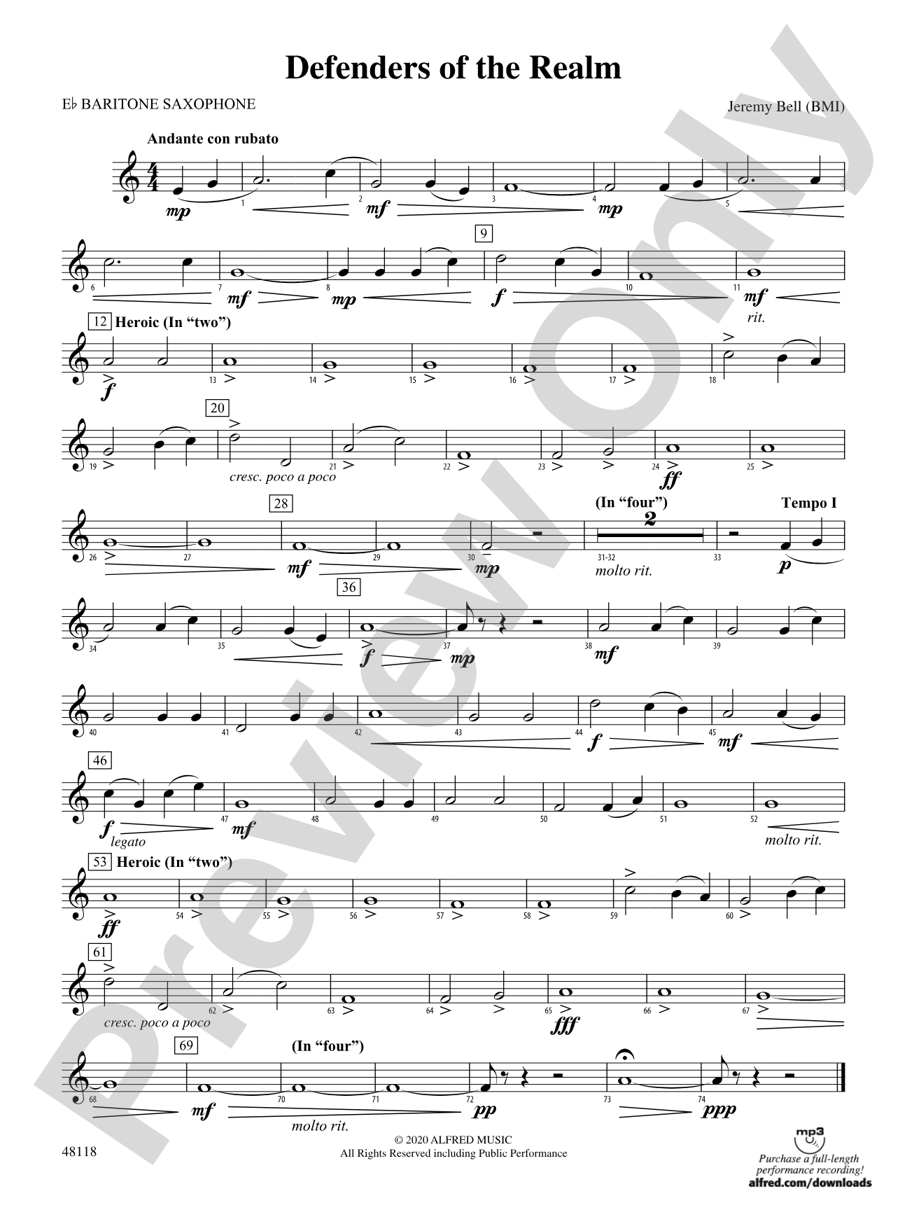 Defenders of the Realm: E-flat Baritone Saxophone