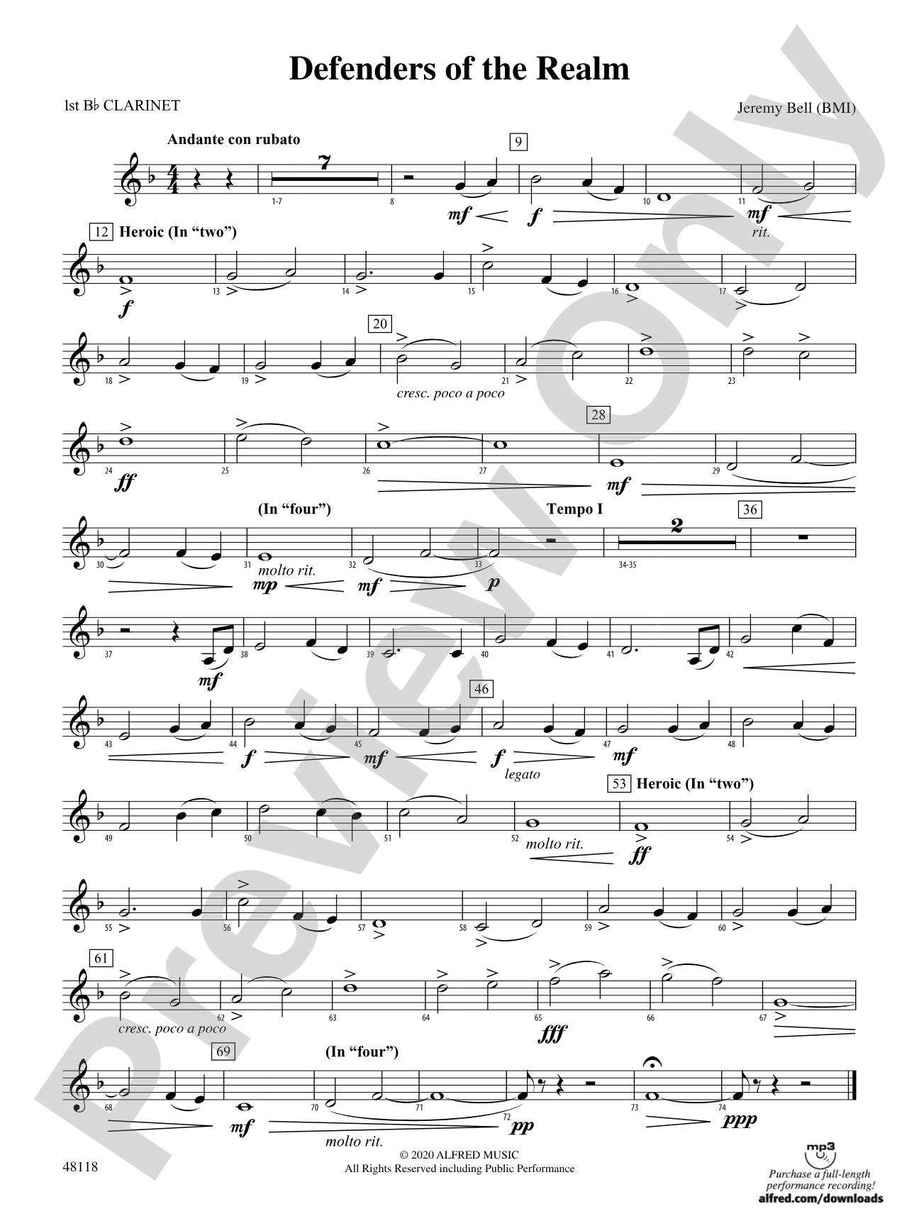 Defenders of the Realm: 1st B-flat Clarinet