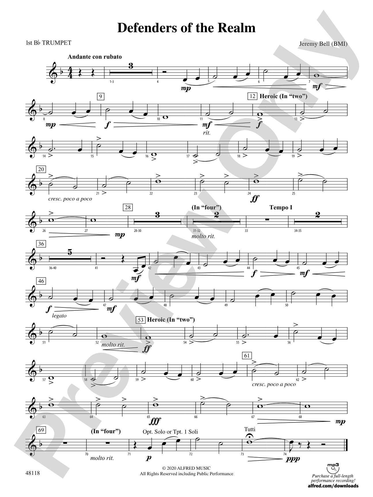Defenders of the Realm: 1st B-flat Trumpet