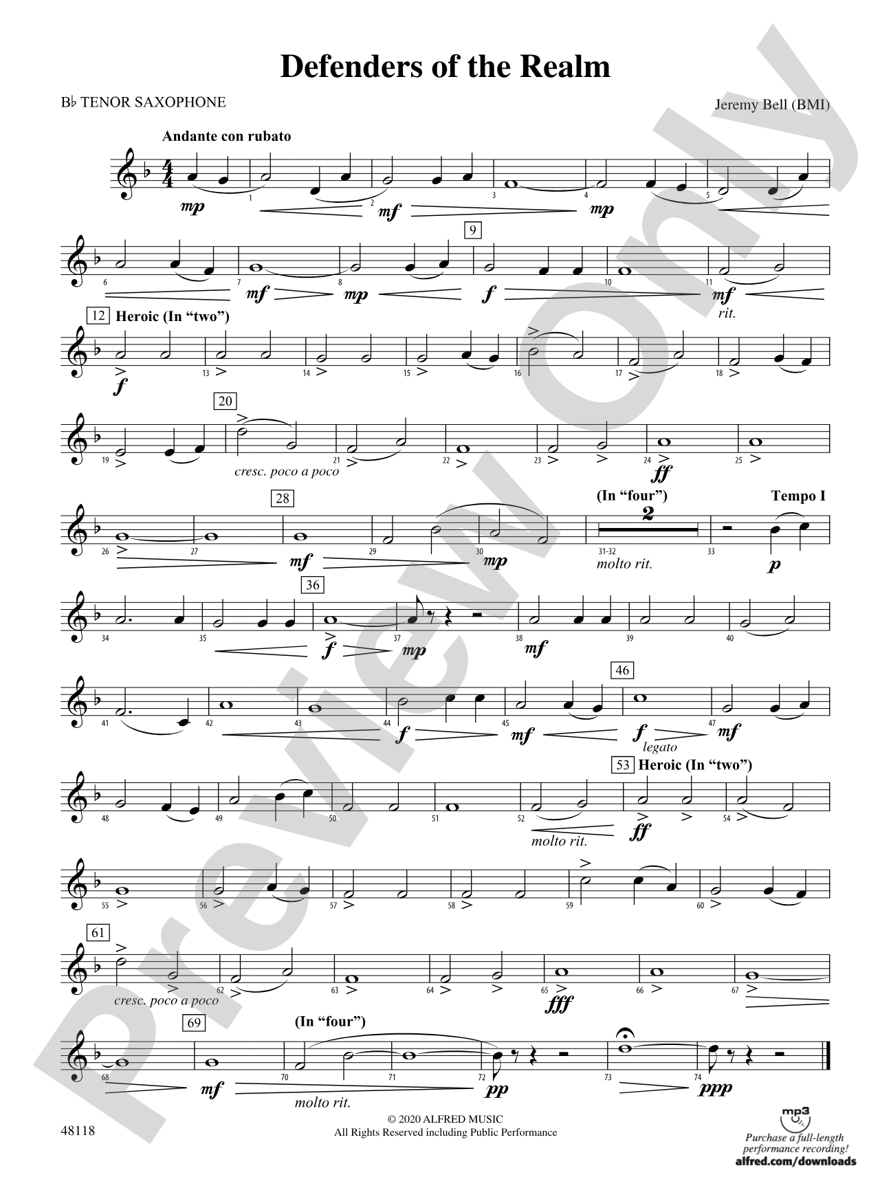 Defenders of the Realm: B-flat Tenor Saxophone