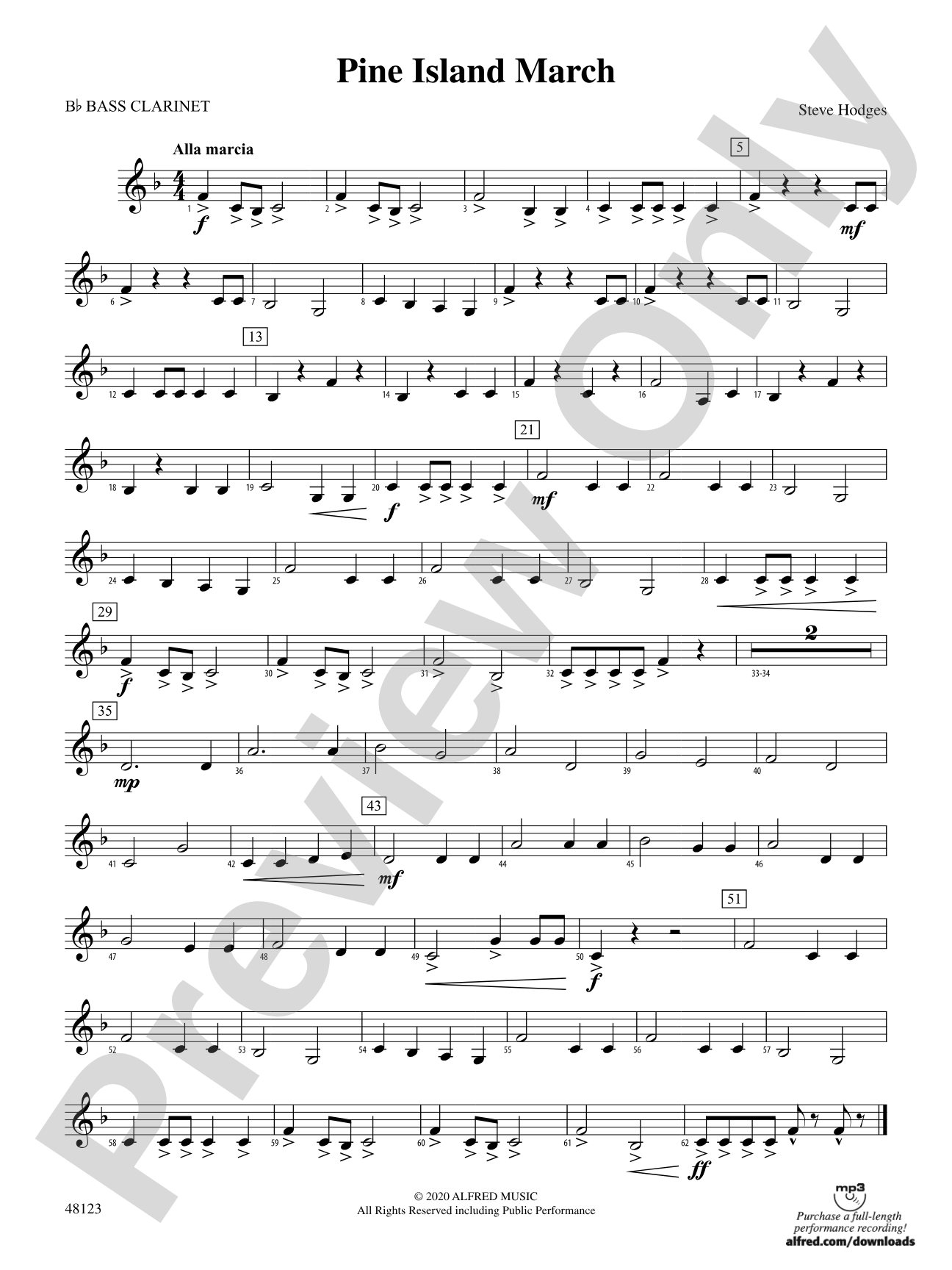 Pine Island March: B-flat Bass Clarinet