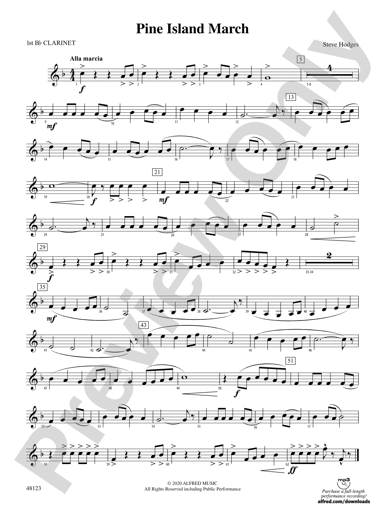 Pine Island March: 1st B-flat Clarinet