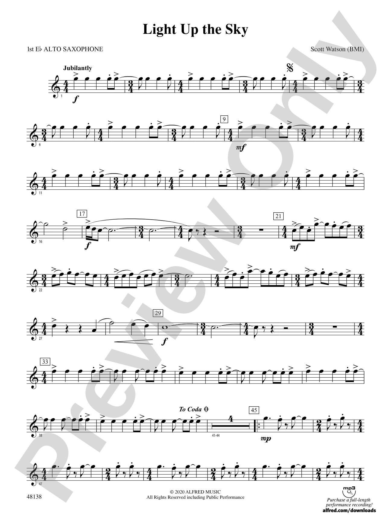Light Up the Sky: E-flat Alto Saxophone