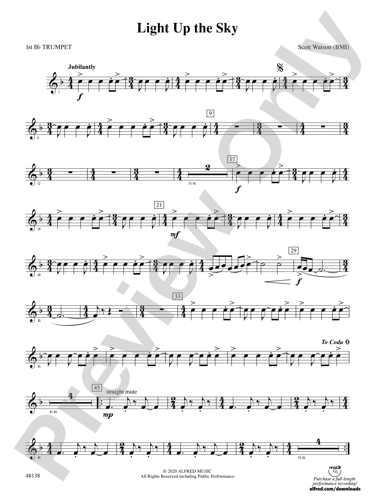 Light Up the Sky: 1st B-flat Trumpet