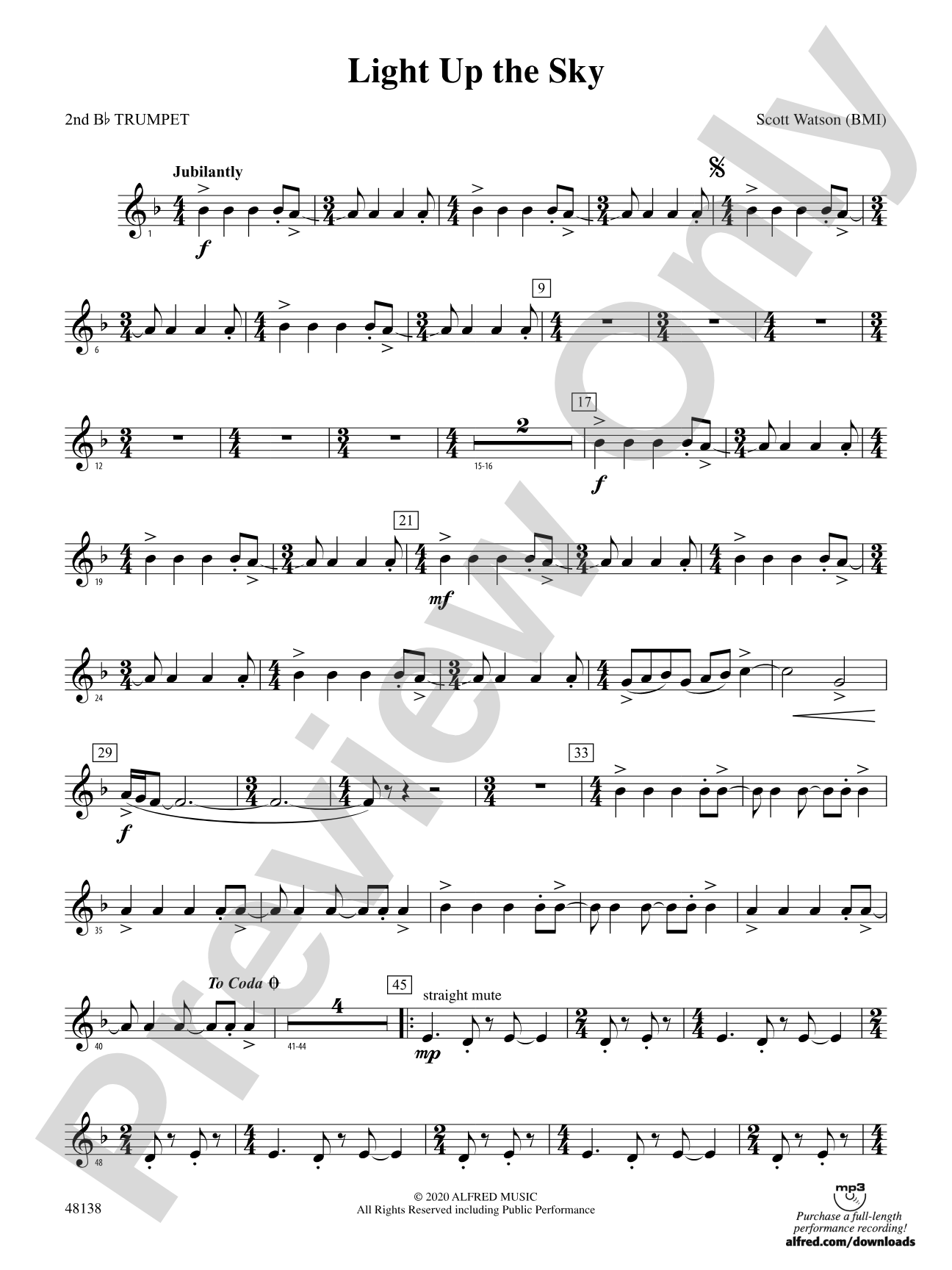 Light Up the Sky: 2nd B-flat Trumpet