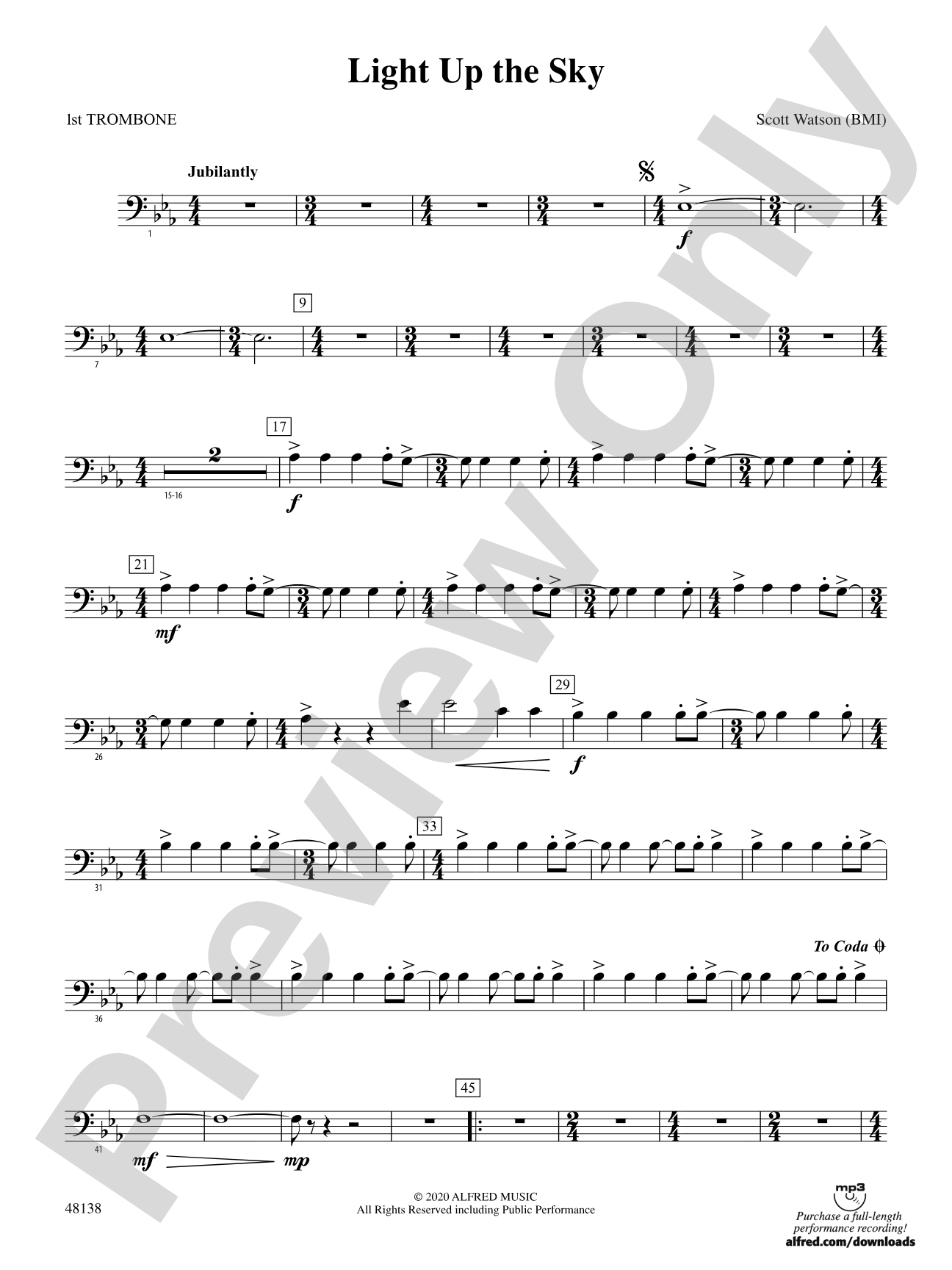 Light Up the Sky: 1st Trombone