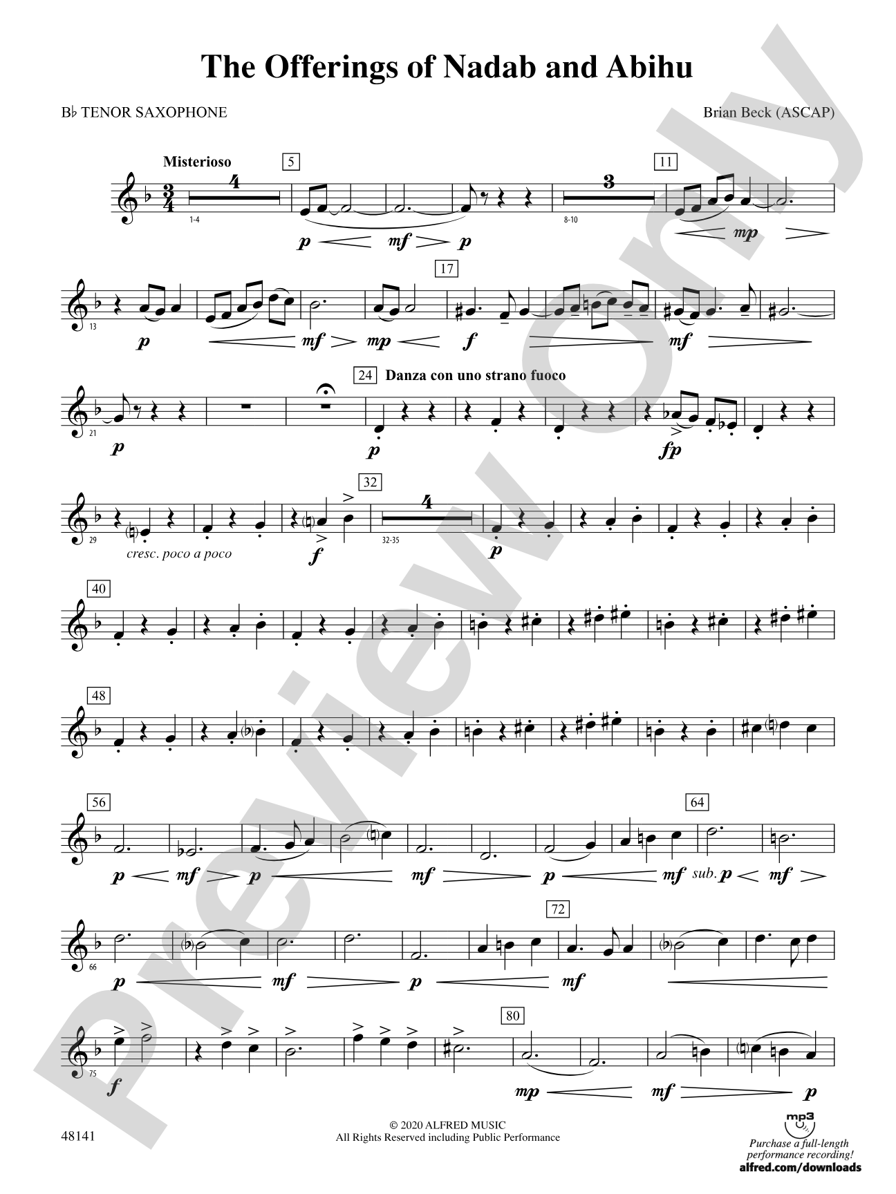 The Offerings of Nadab and Abihu: B-flat Tenor Saxophone