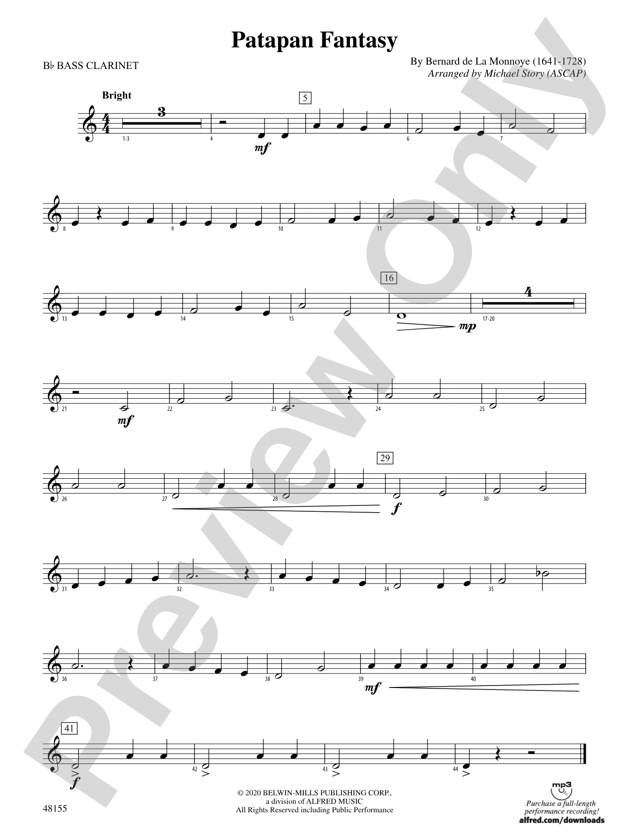 Patapan Fantasy: B-flat Bass Clarinet