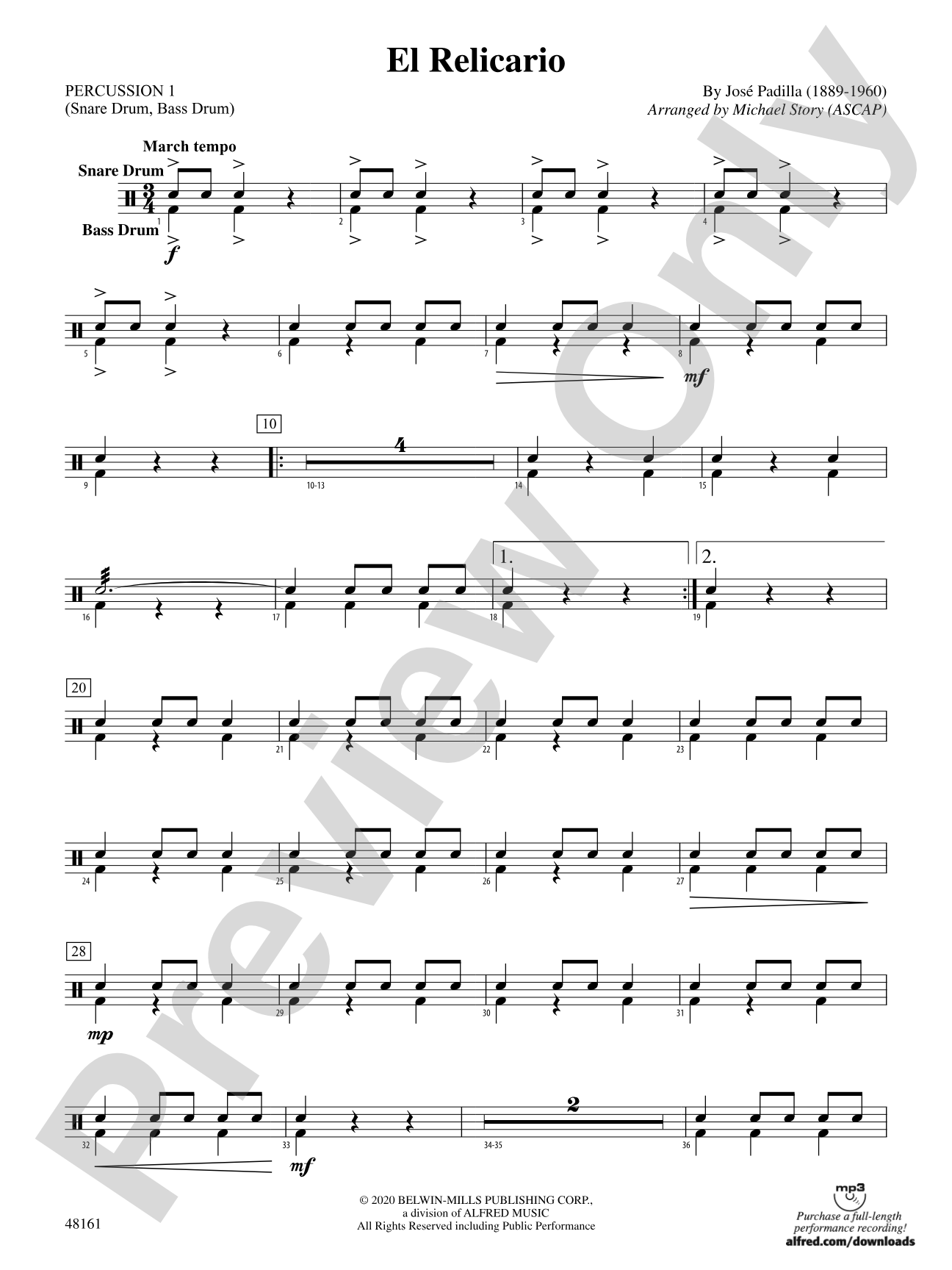 El Relicario: 1st Percussion