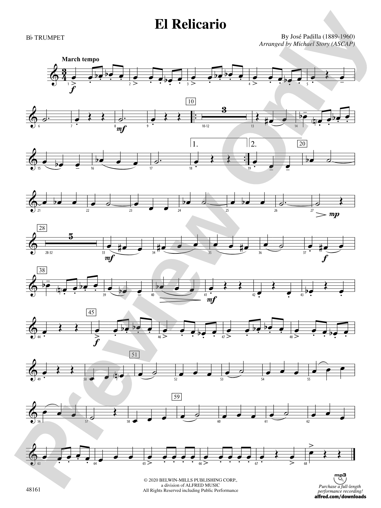 El Relicario: 1st B-flat Trumpet