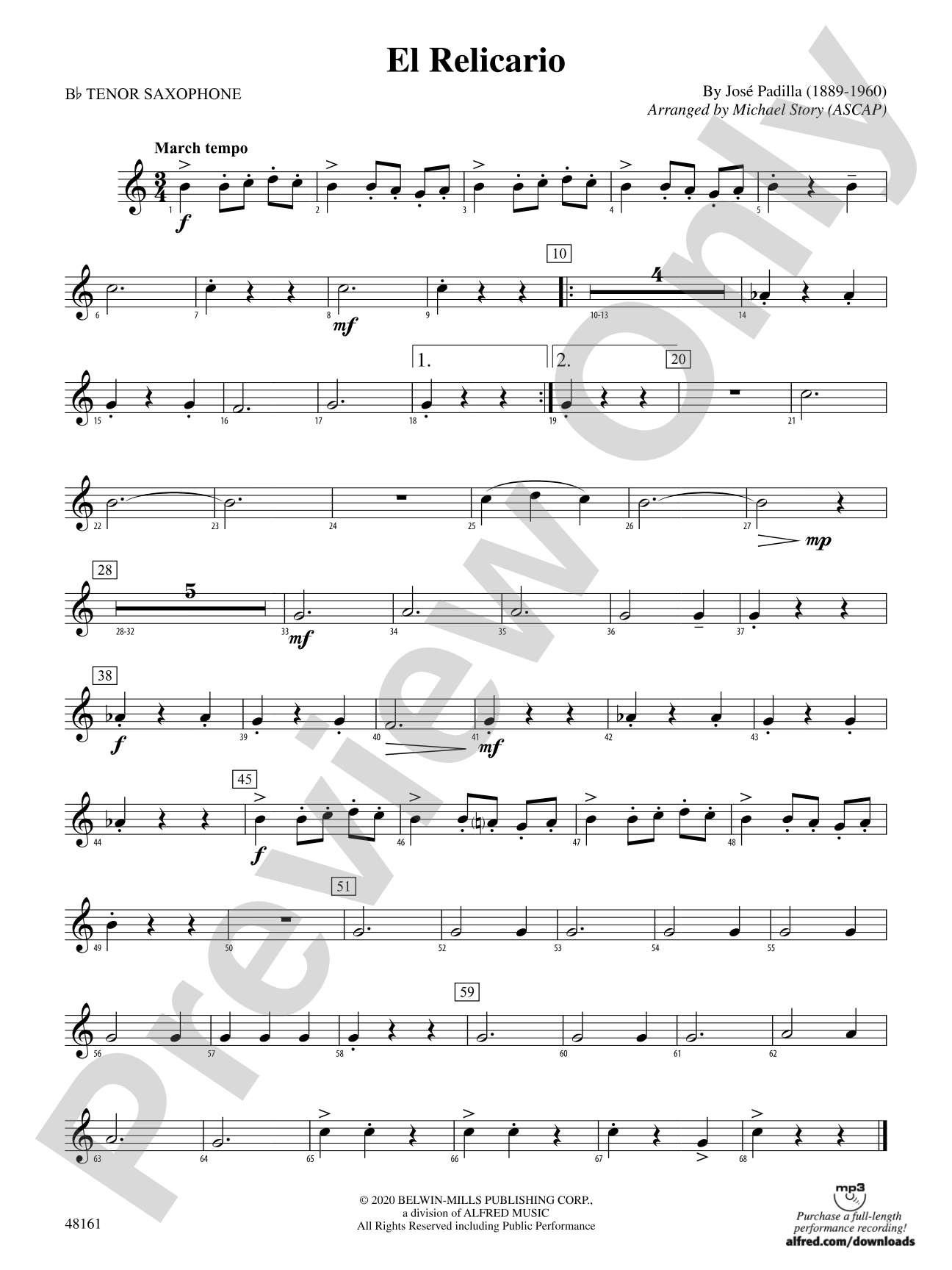 El Relicario: B-flat Tenor Saxophone