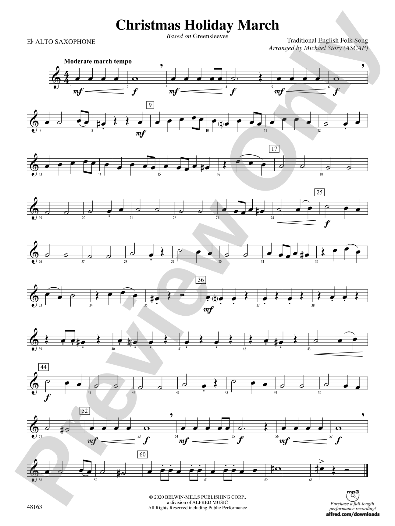 Christmas Holiday March: E-flat Alto Saxophone