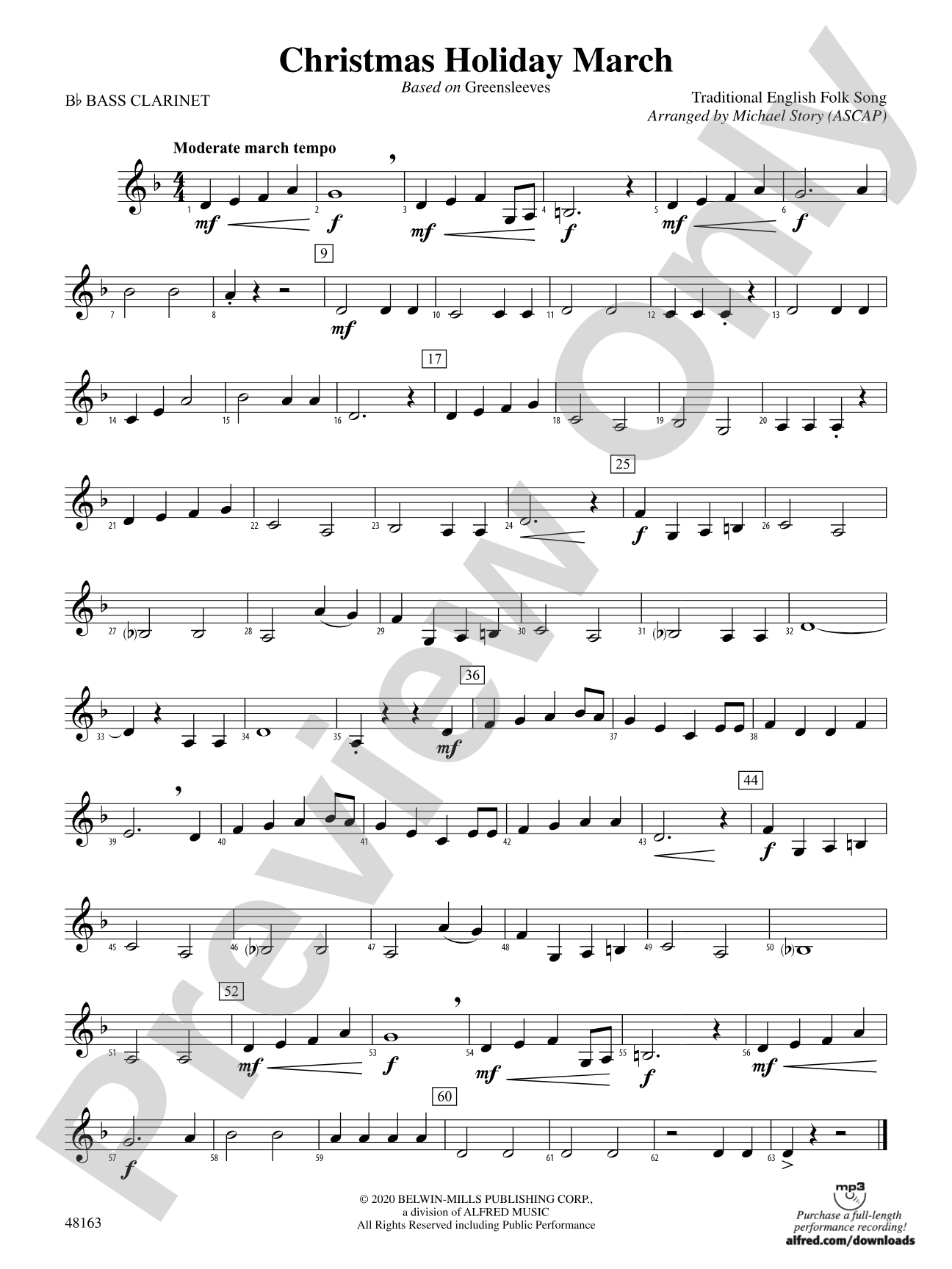 Christmas Holiday March: B-flat Bass Clarinet