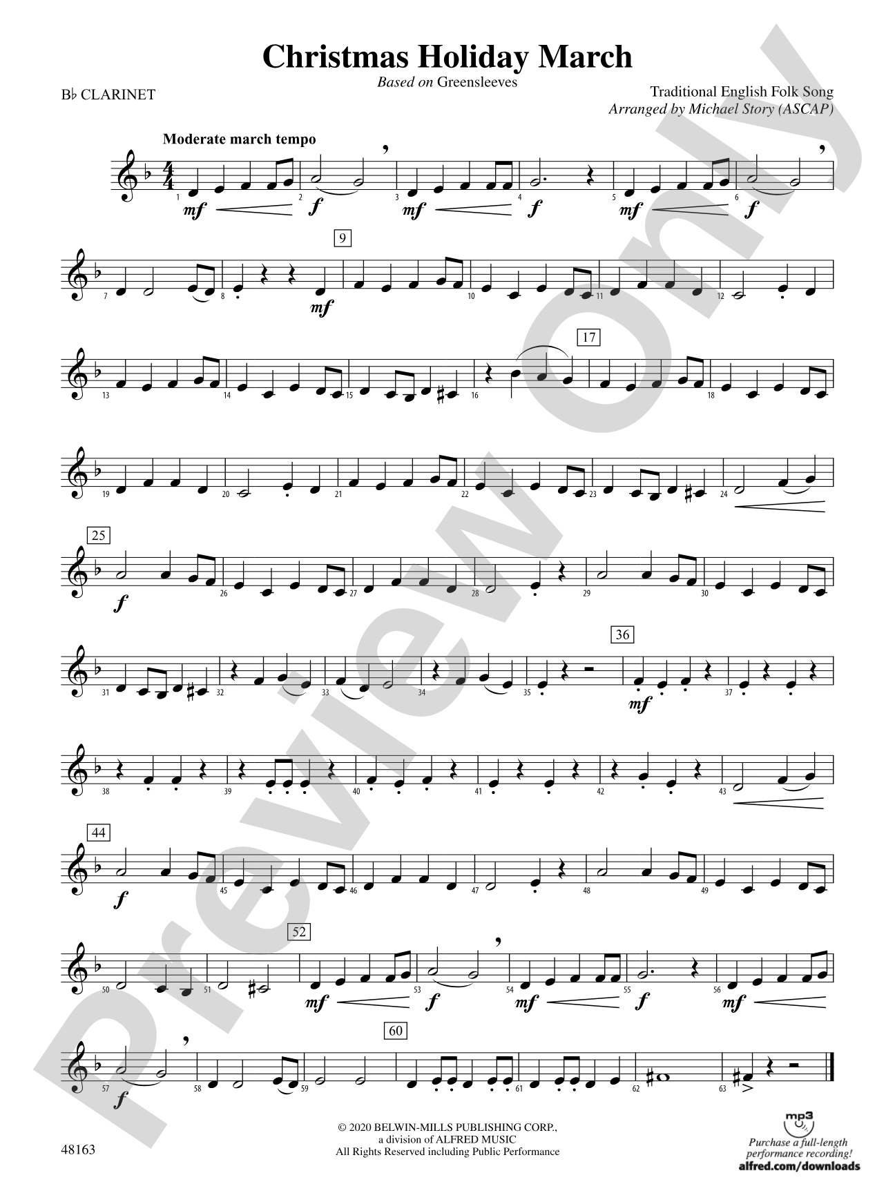 Christmas Holiday March: 1st B-flat Clarinet