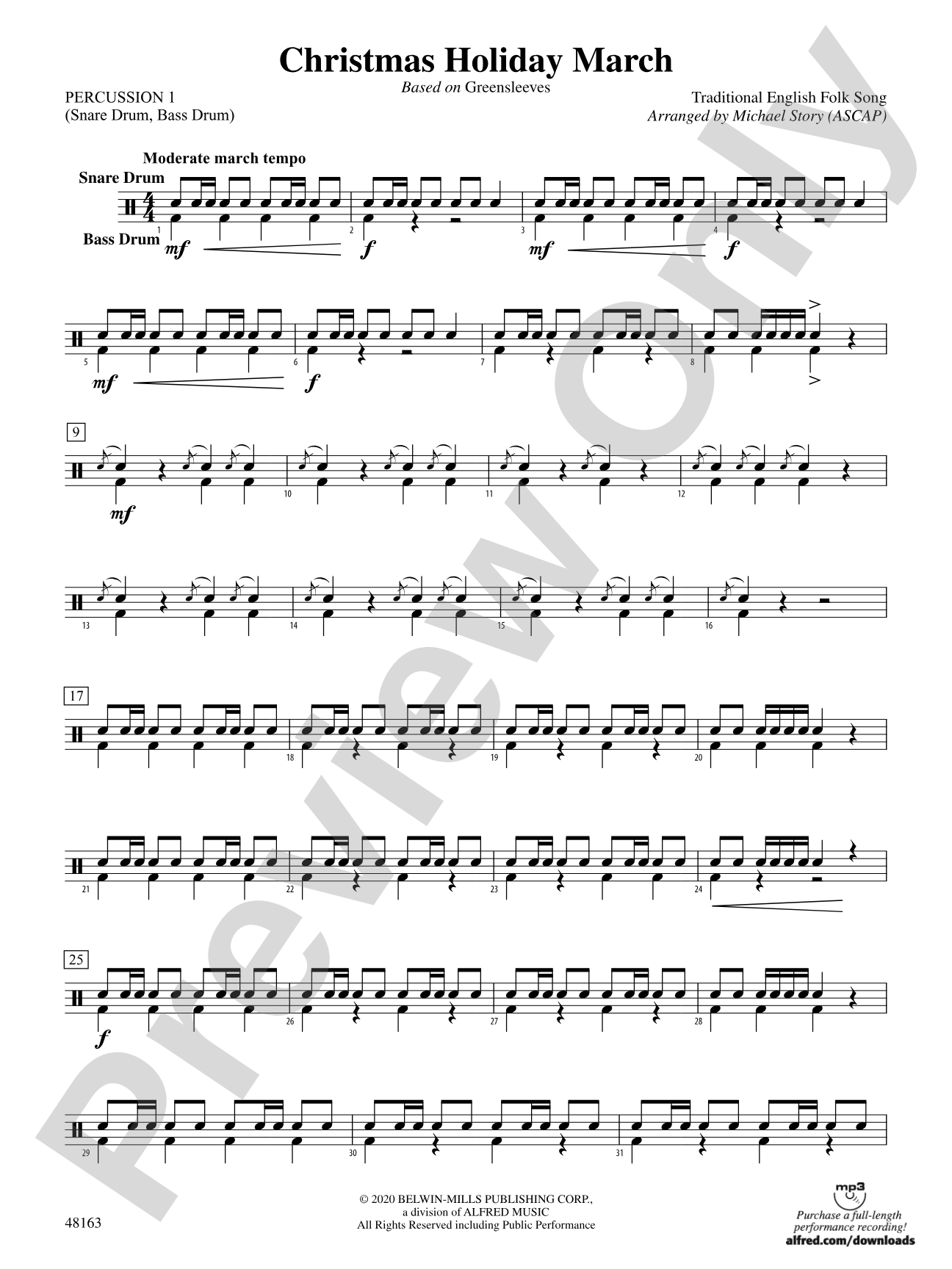 Christmas Holiday March: 1st Percussion