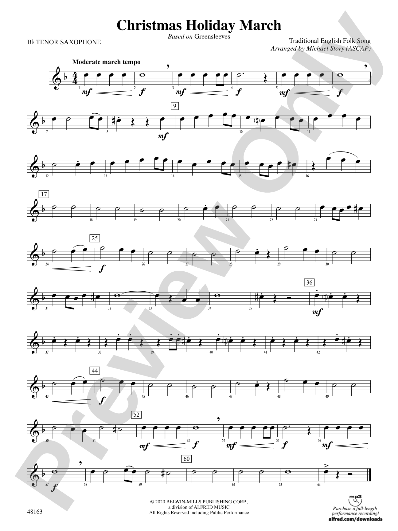 Christmas Holiday March: B-flat Tenor Saxophone