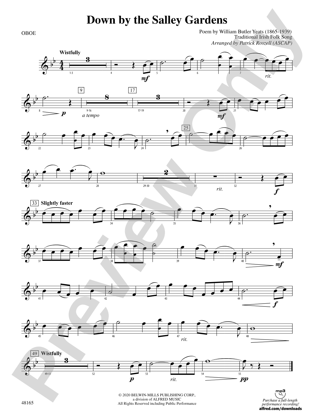 Down by the Salley Gardens: Oboe