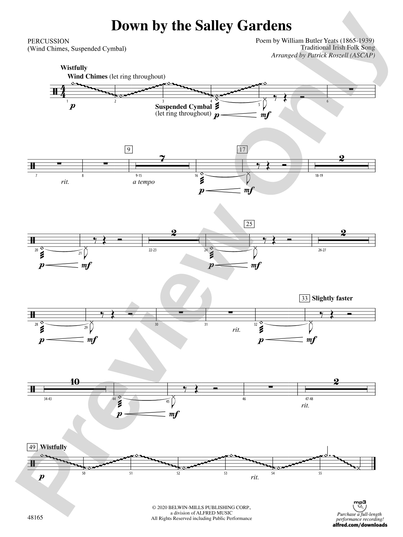 Down by the Salley Gardens: 1st Percussion