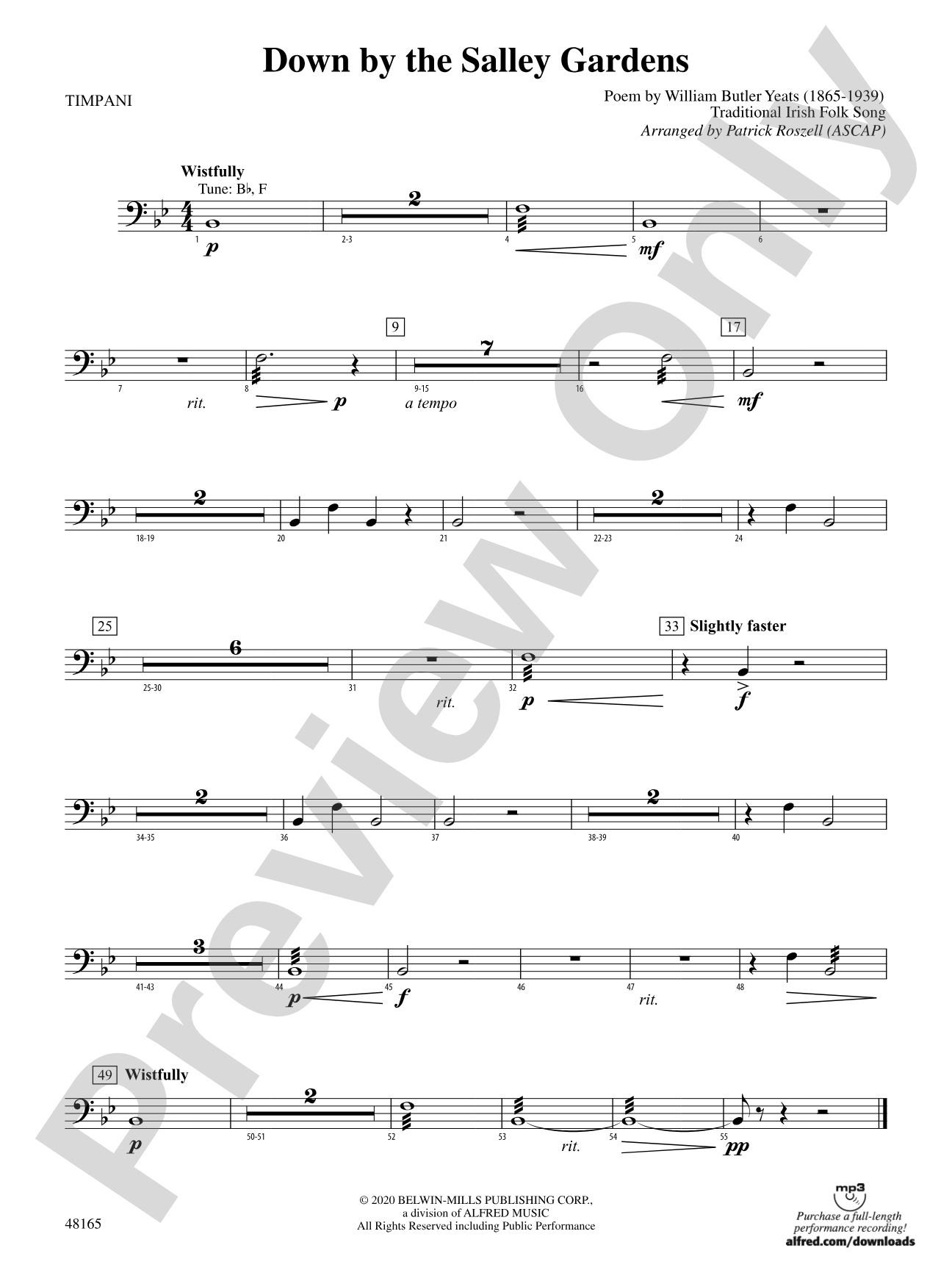 Down by the Salley Gardens: Timpani