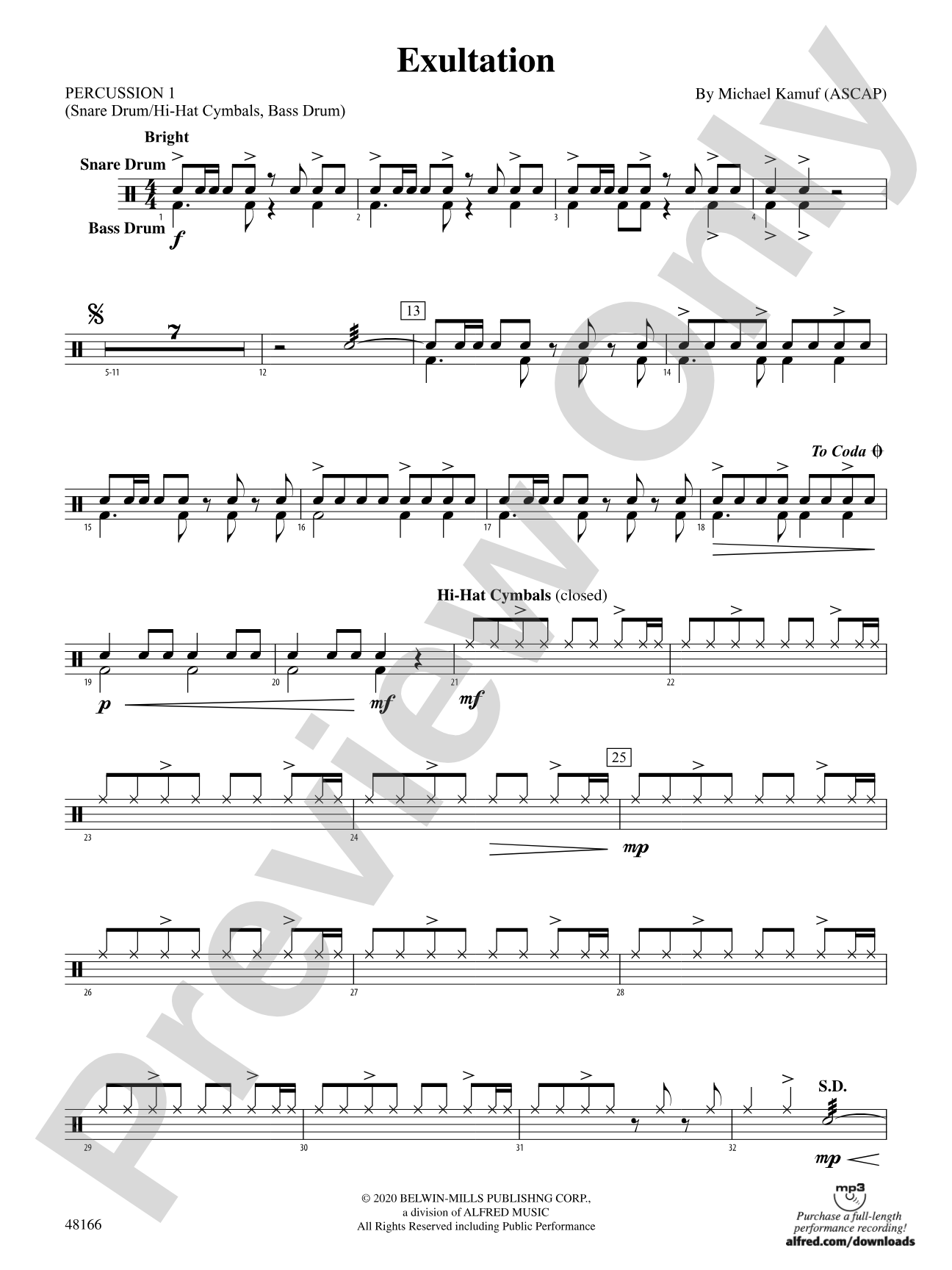 Exultation: 1st Percussion