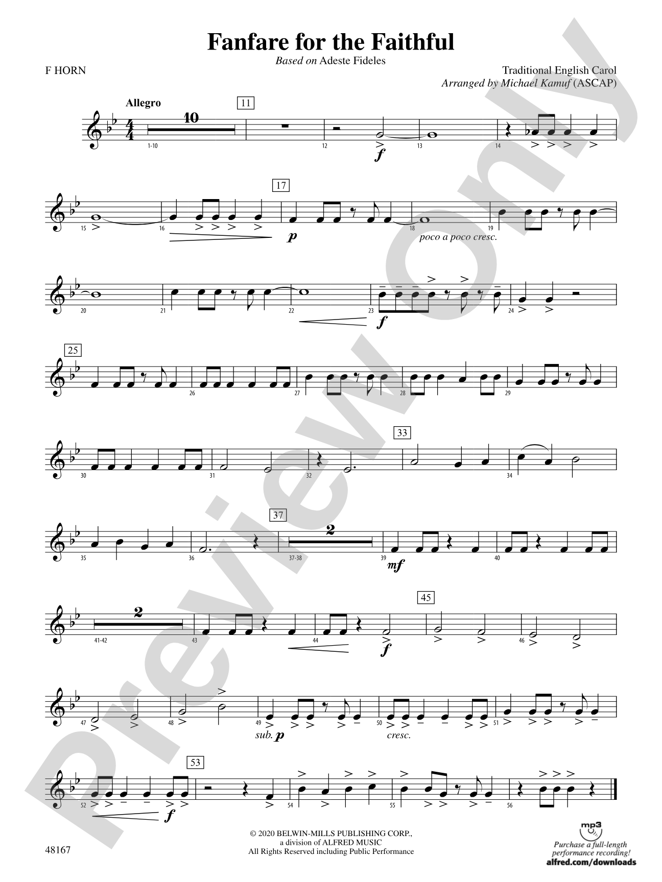 Fanfare for the Faithful: 1st F Horn