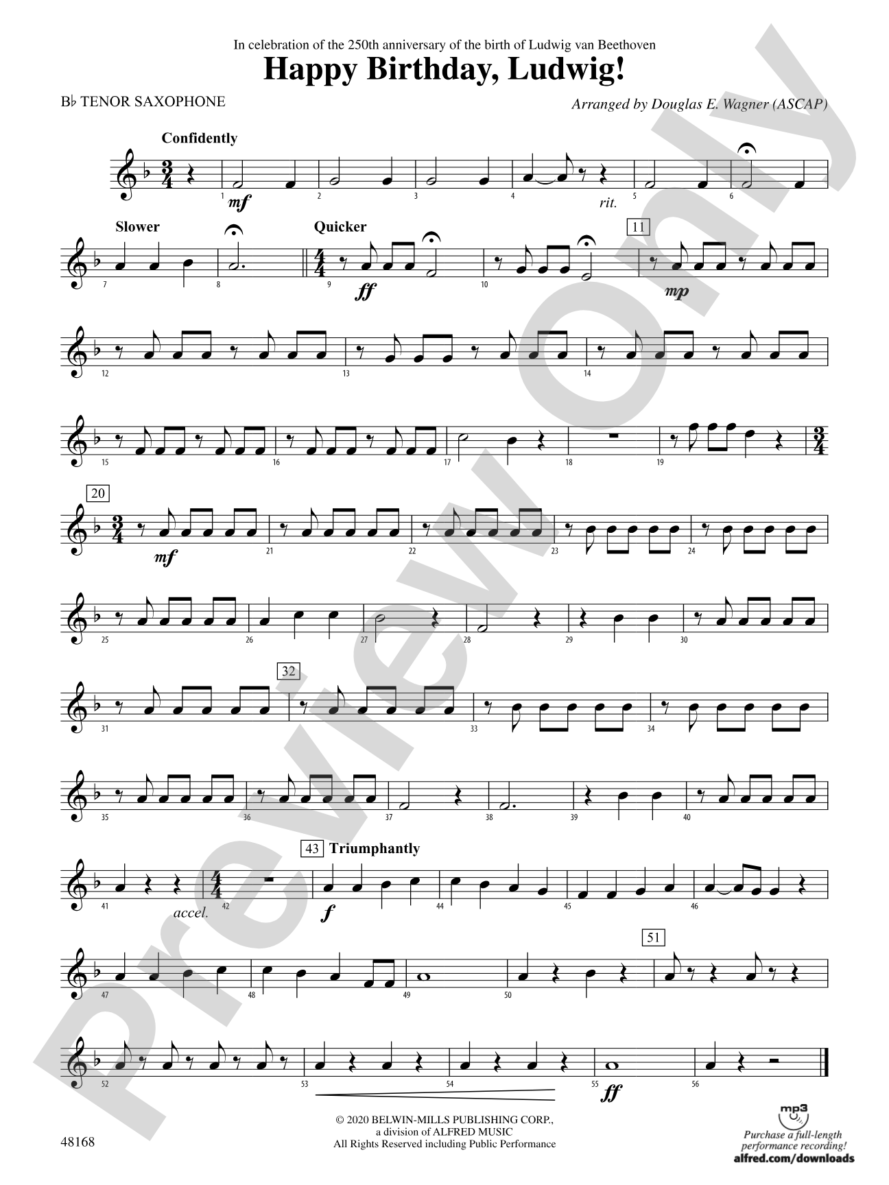 Happy Birthday, Ludwig: B-flat Tenor Saxophone