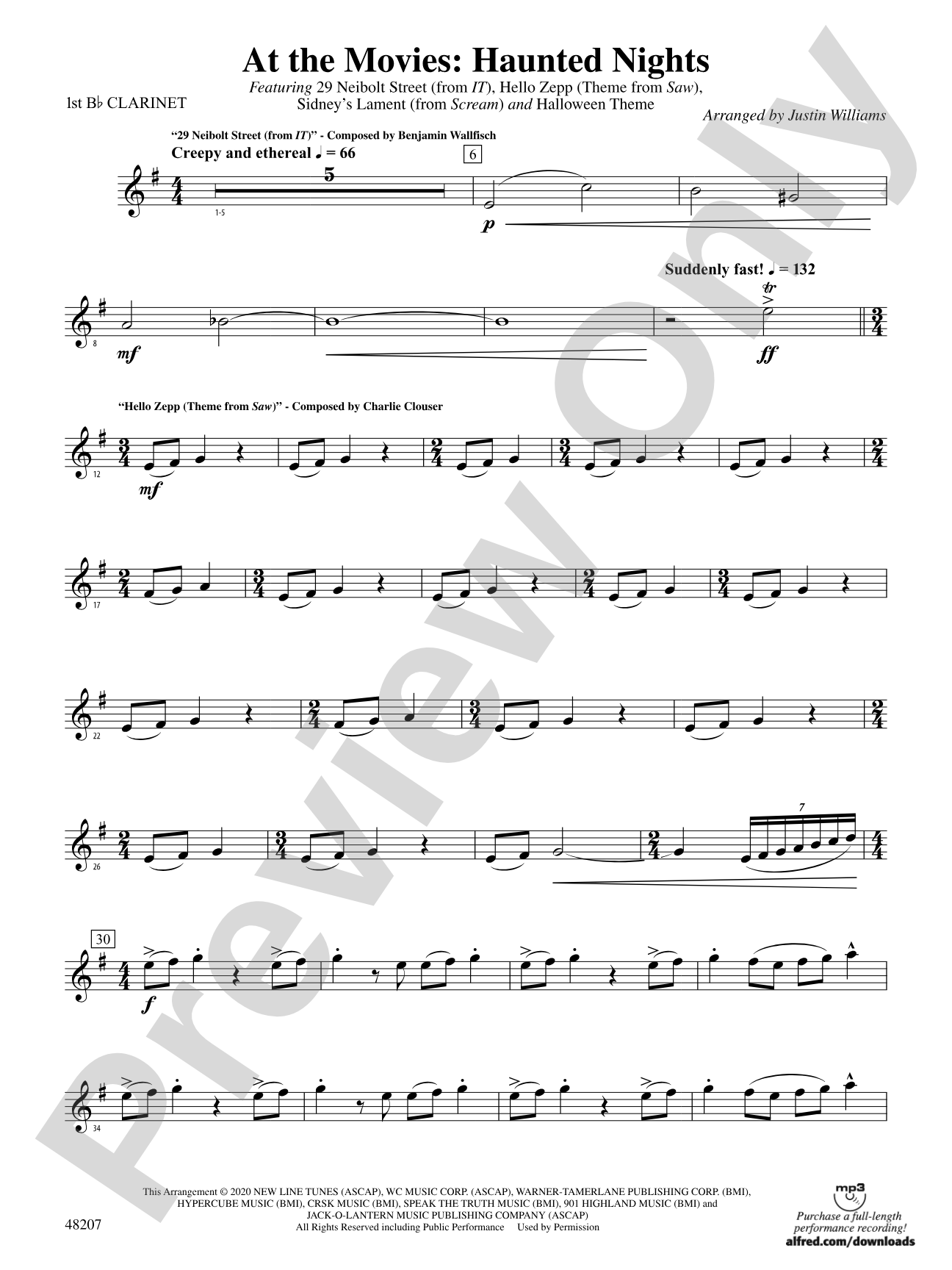 At the Movies: Haunted Nights: 1st B-flat Clarinet