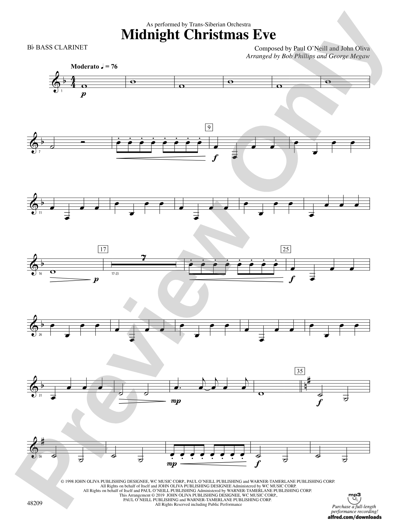 Midnight Christmas Eve: B-flat Bass Clarinet