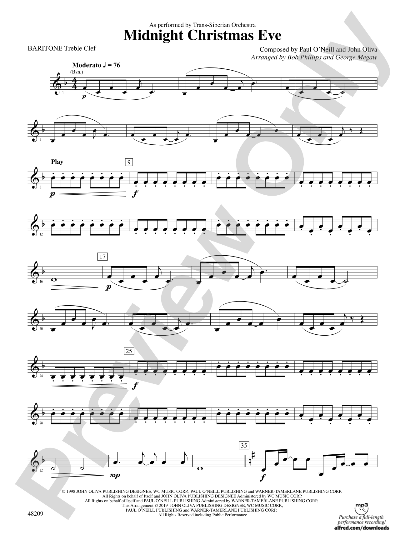 Midnight Christmas Eve: Baritone T.C.