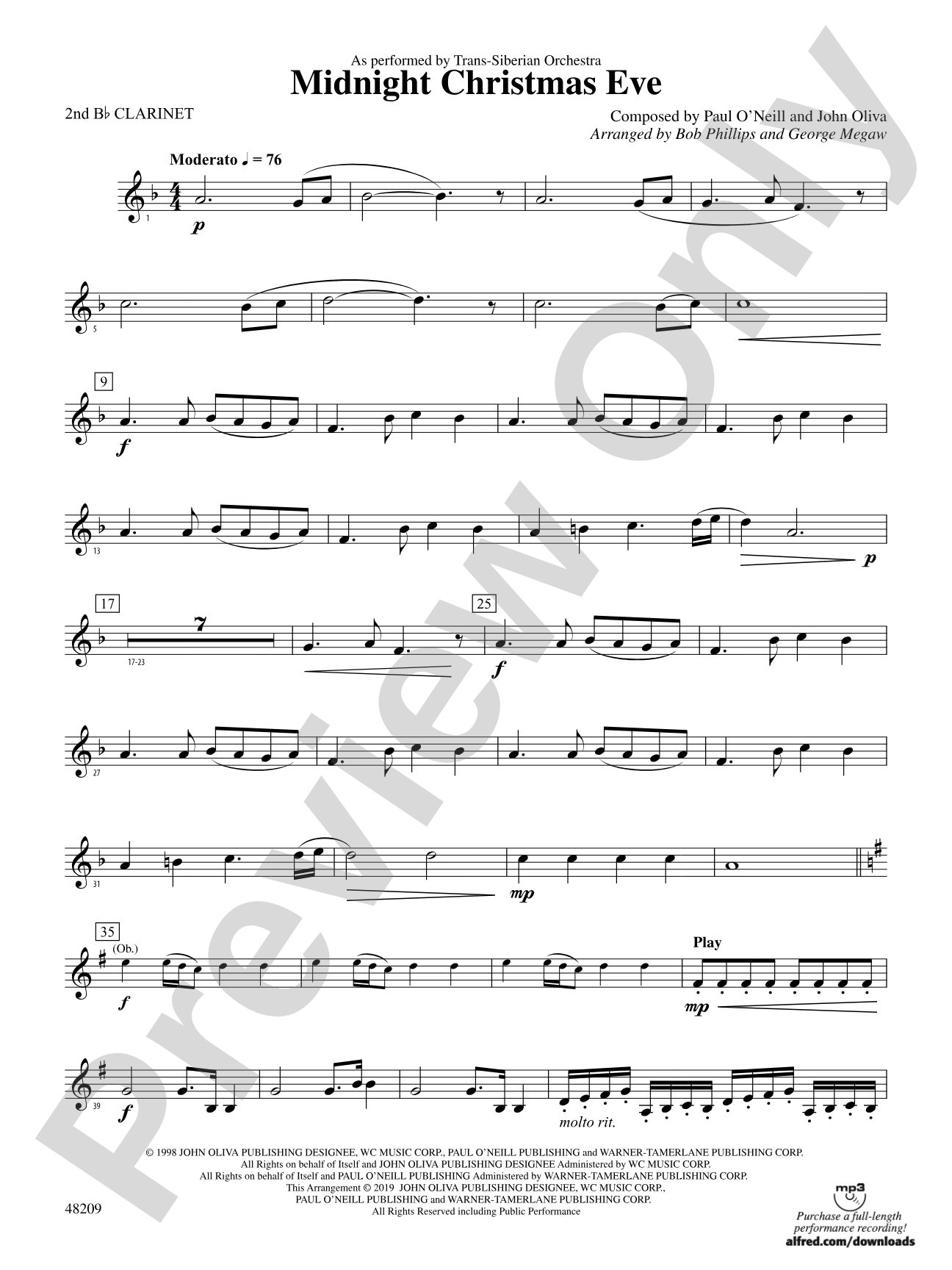 Midnight Christmas Eve: 2nd B-flat Clarinet