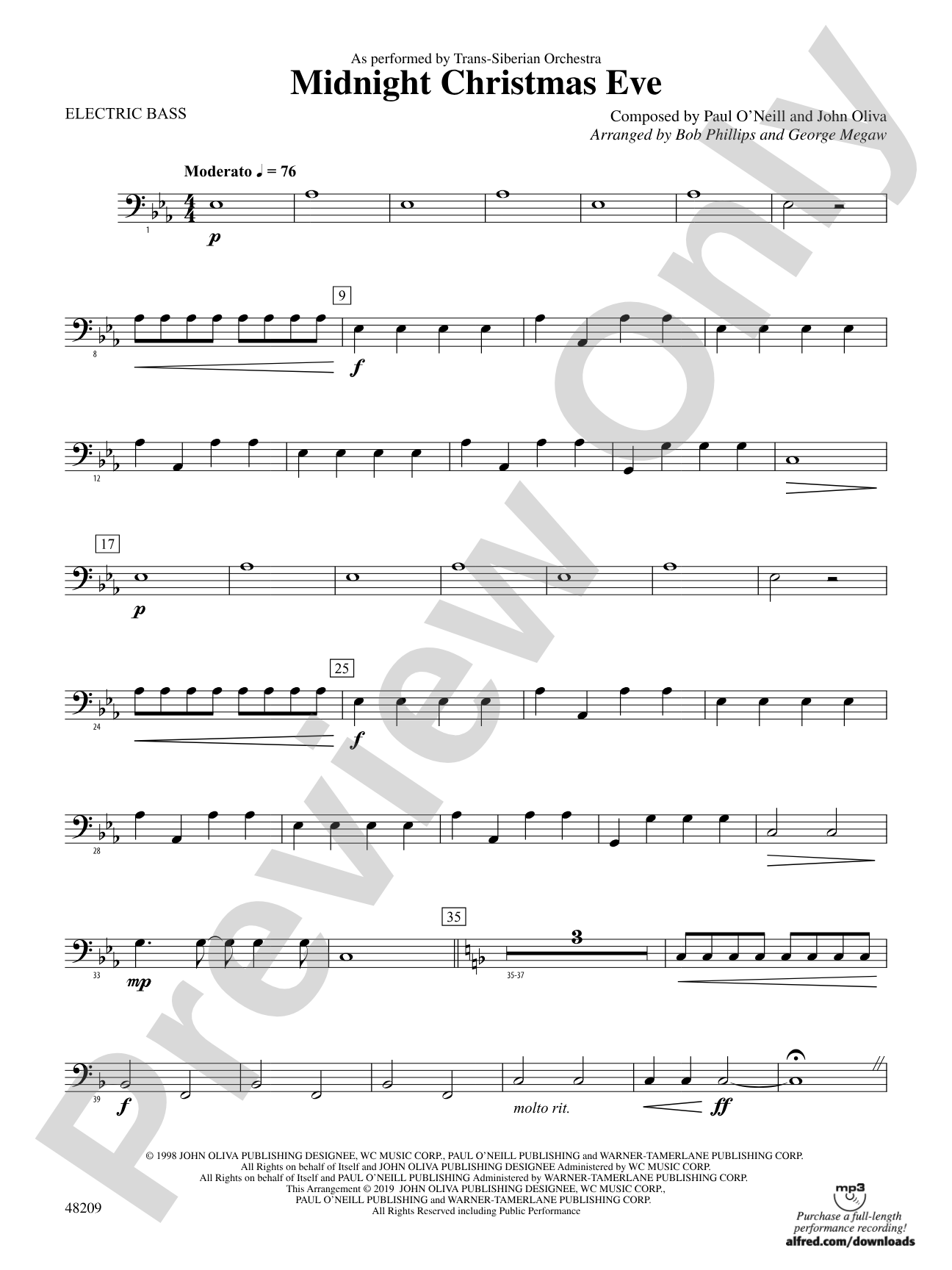 Midnight Christmas Eve: Electric Bass