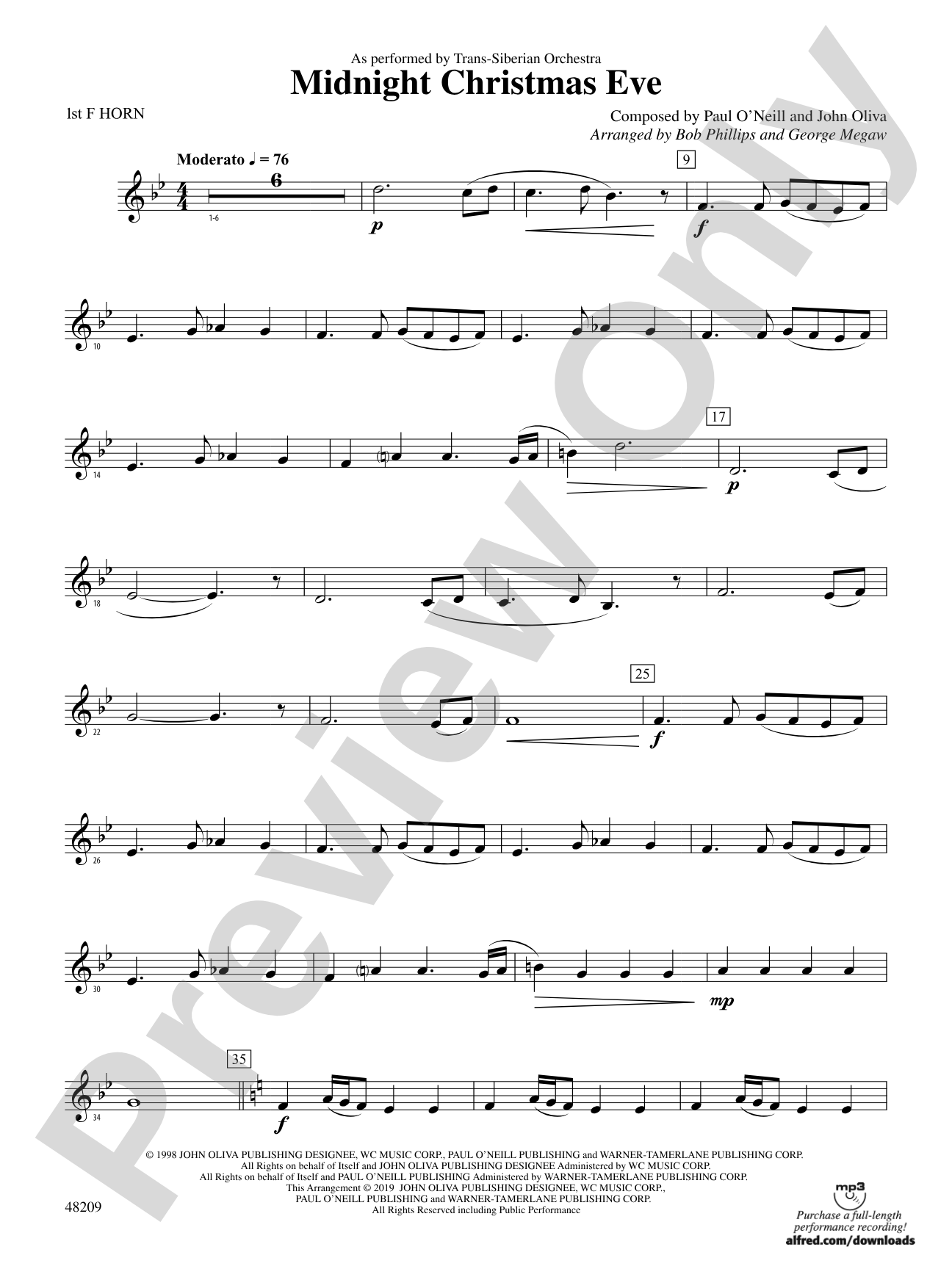 Midnight Christmas Eve: 1st F Horn