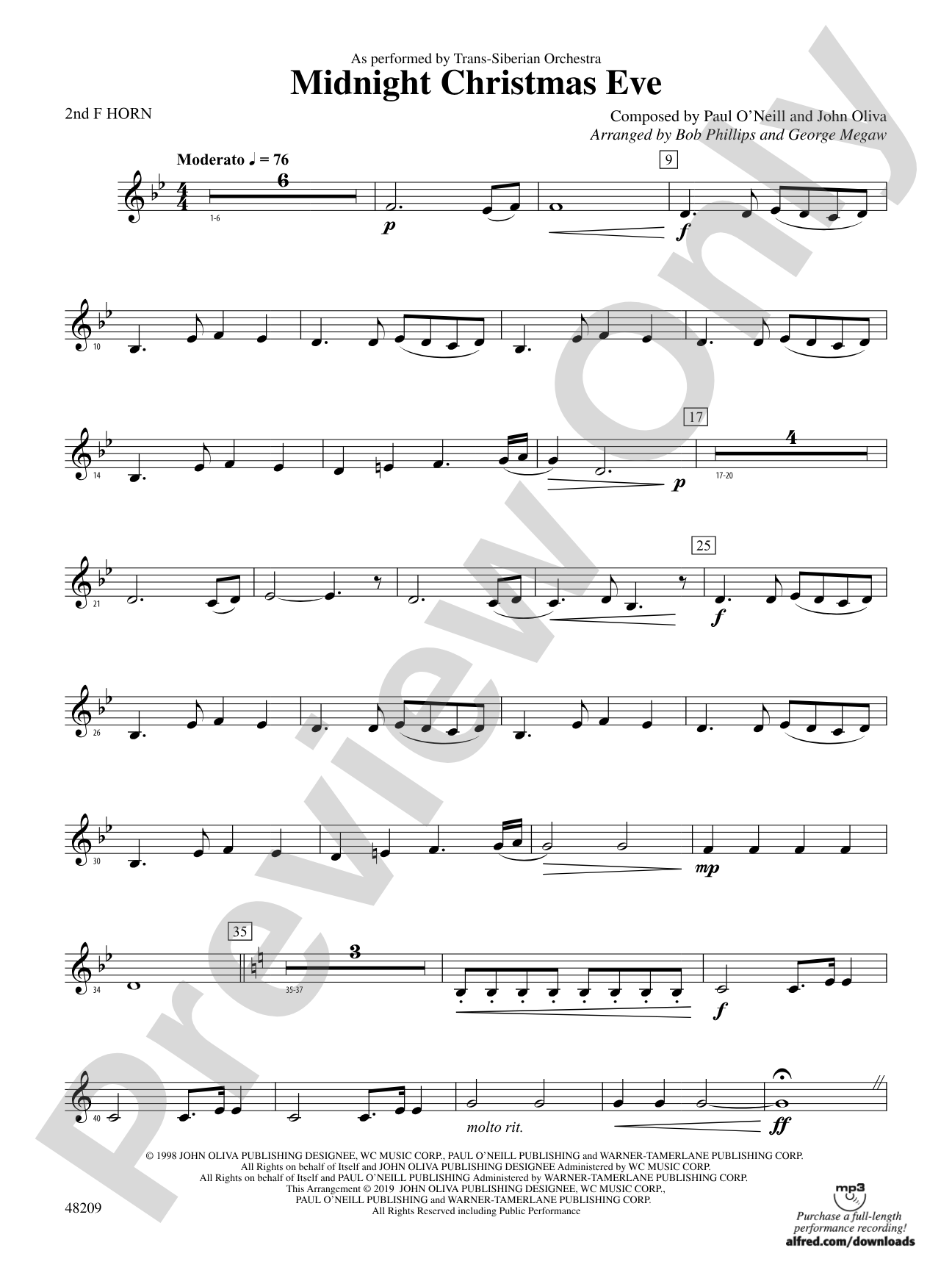 Midnight Christmas Eve: 2nd F Horn