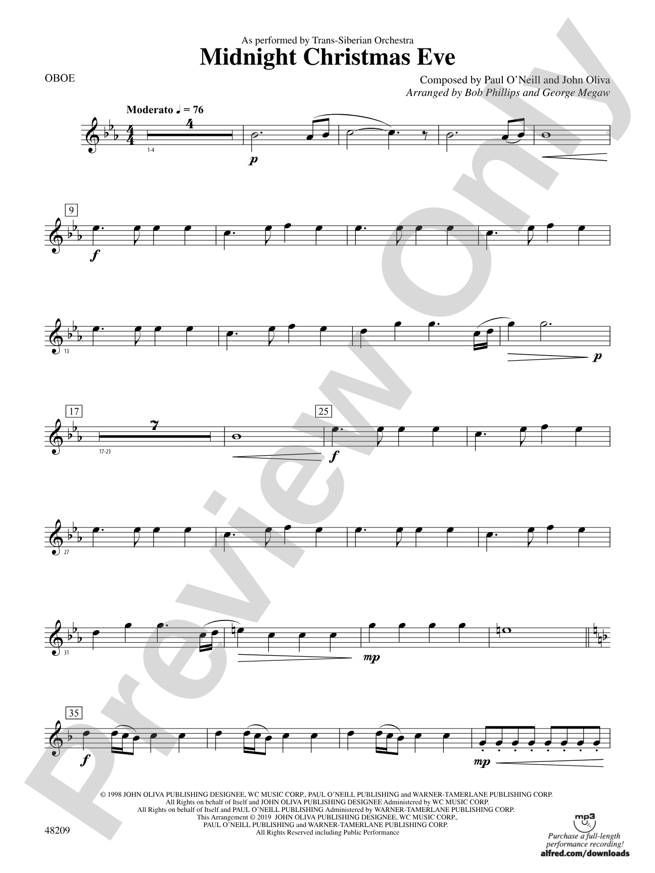 Midnight Christmas Eve: Oboe
