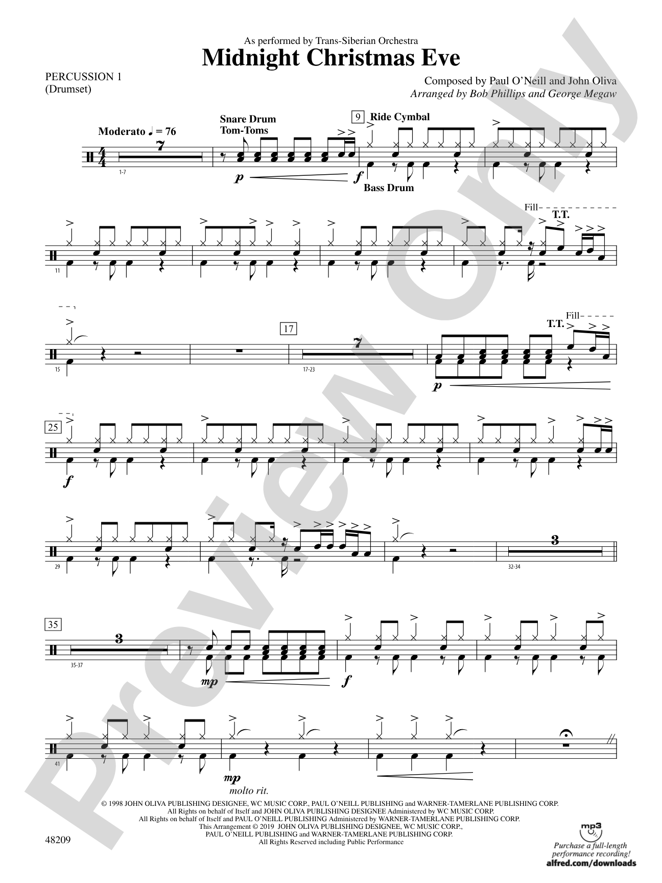 Midnight Christmas Eve: 1st Percussion