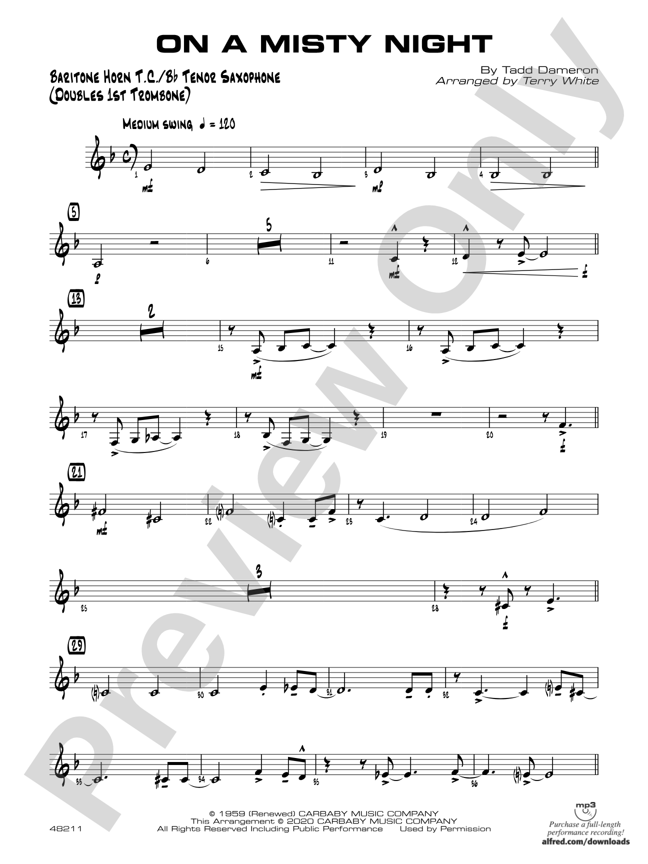 On a Misty Night: Baritone T.C.