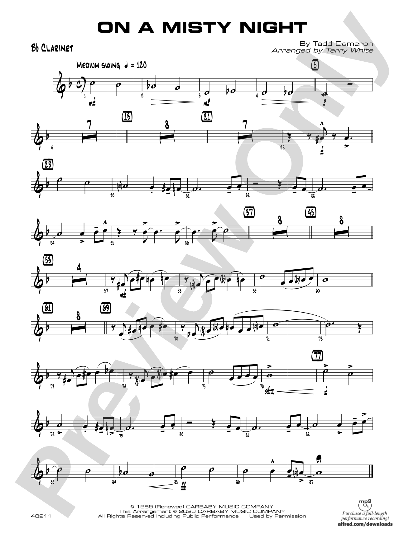 On a Misty Night: 1st B-flat Clarinet