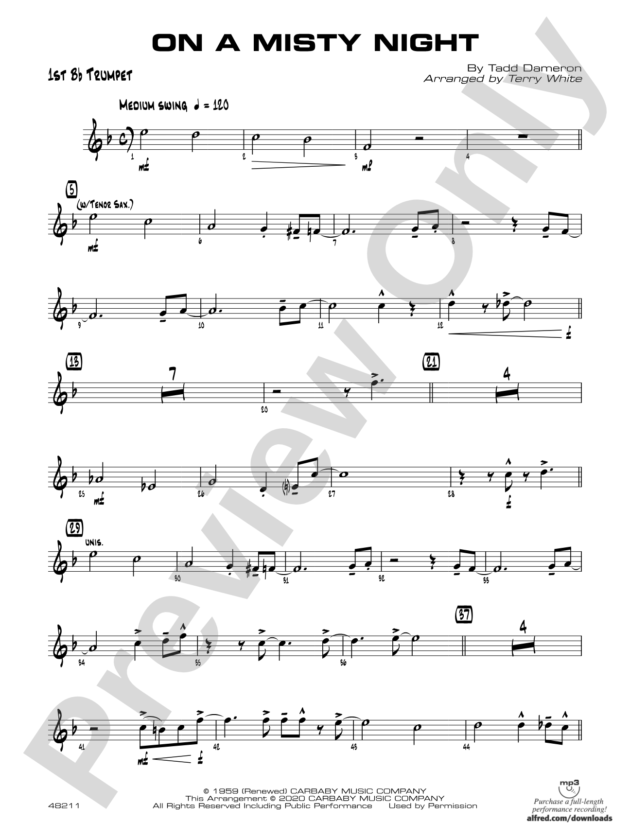 On a Misty Night: 1st B-flat Trumpet