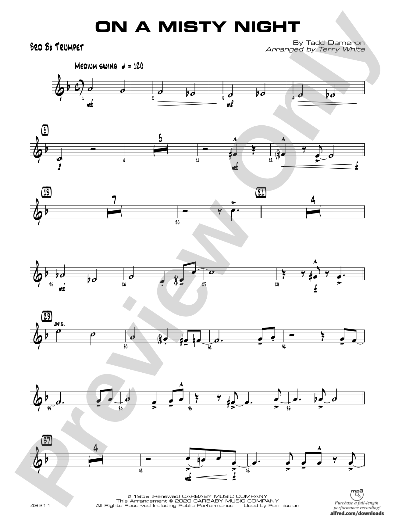 On a Misty Night: 3rd B-flat Trumpet